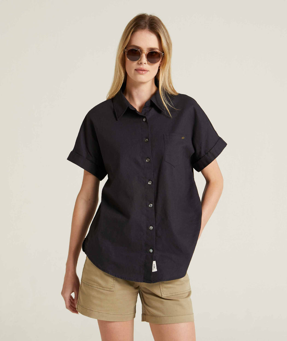 Short Sleeve Linen Blend Shirt