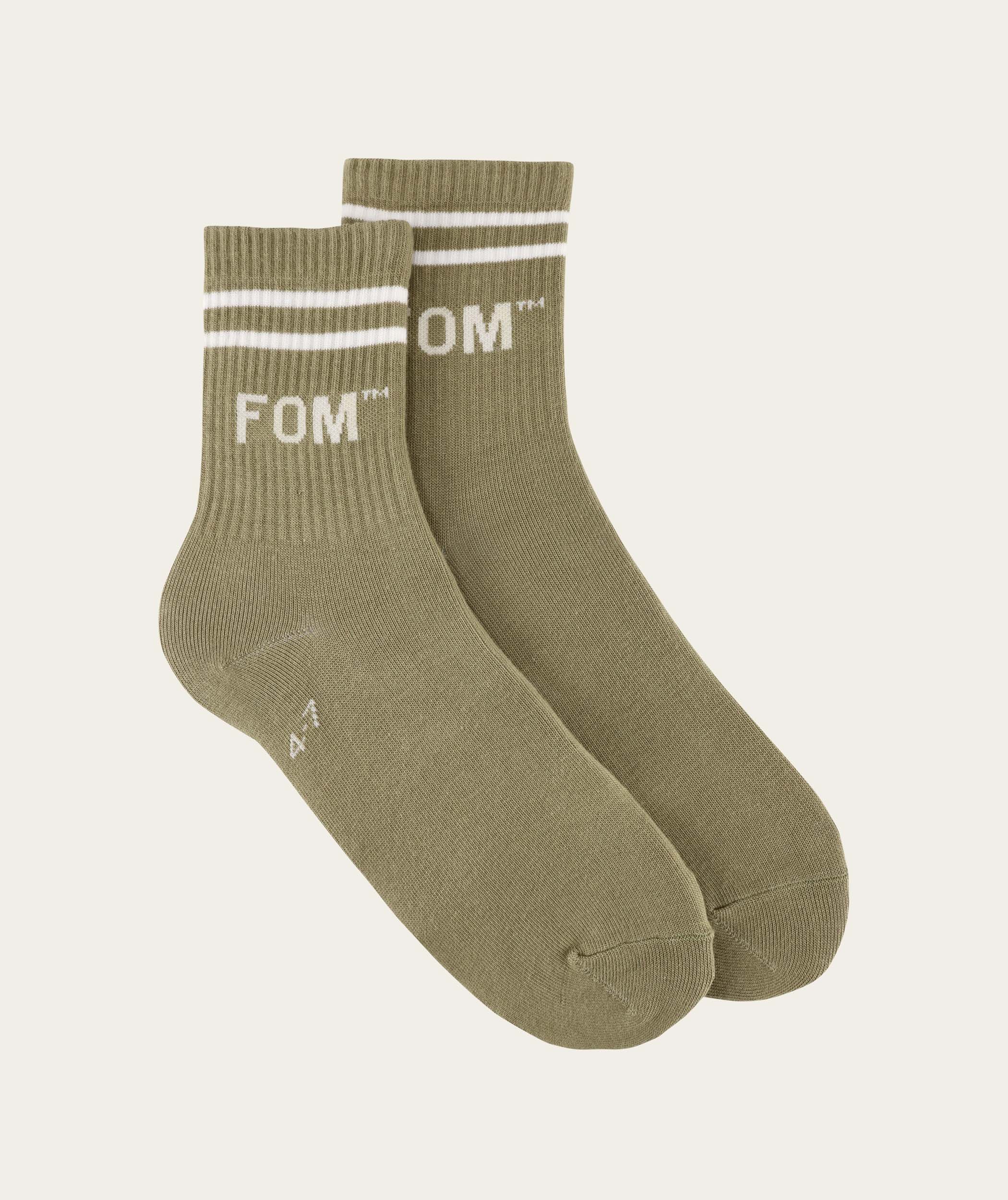 Socks FOM Active - Light Olive/ Cream Stripe (Size 4-7)