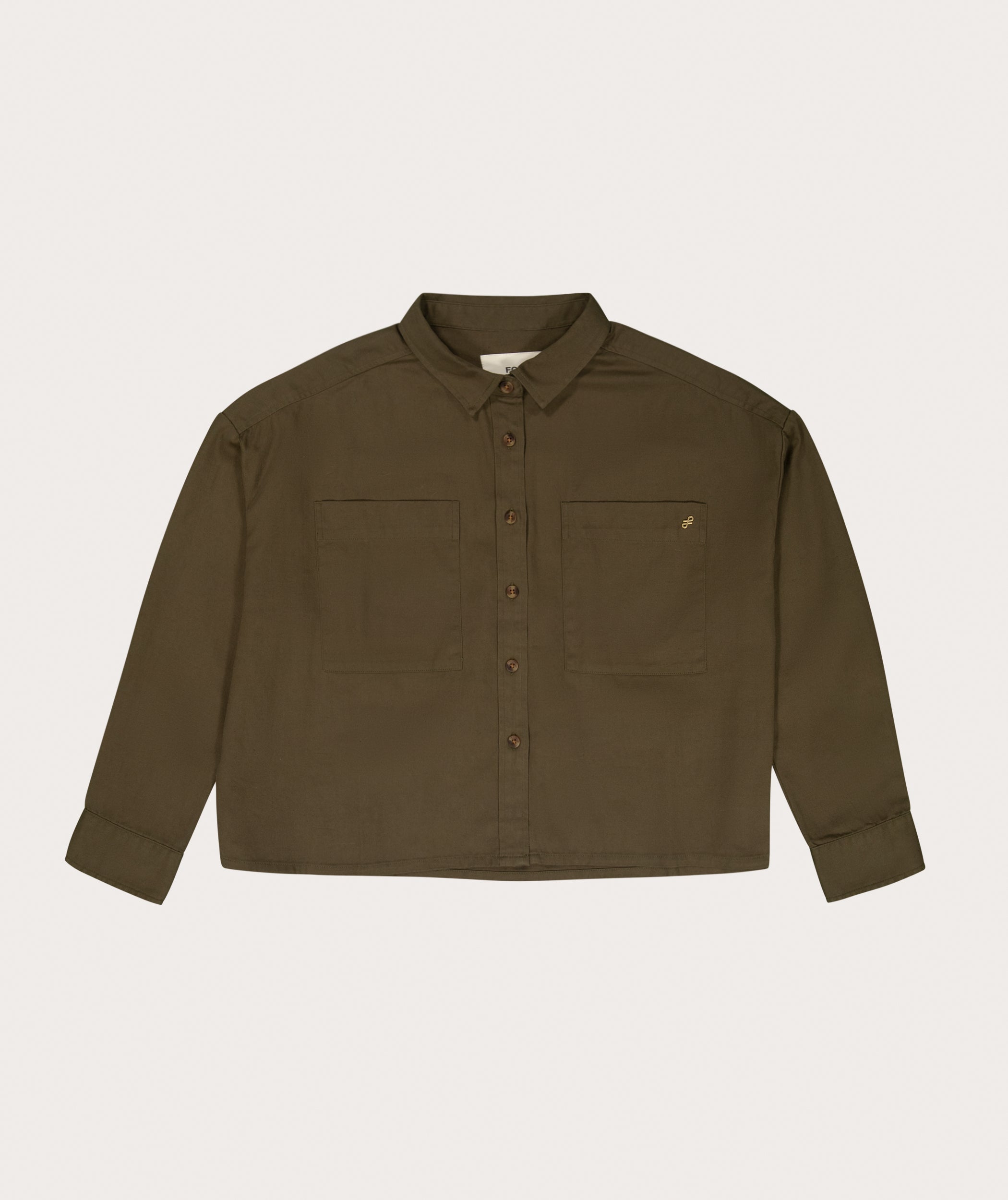 Ladies Boxy Long Sleeve Shirt - Olive Green