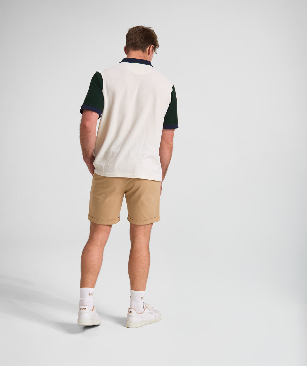 Mens Short Sleeve Honeycomb Golfer - Ivory Colour Block