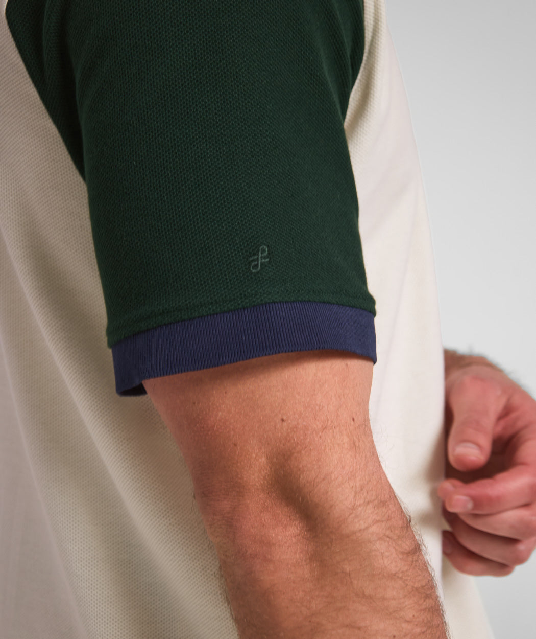 Mens Short Sleeve Honeycomb Golfer - Ivory Colour Block