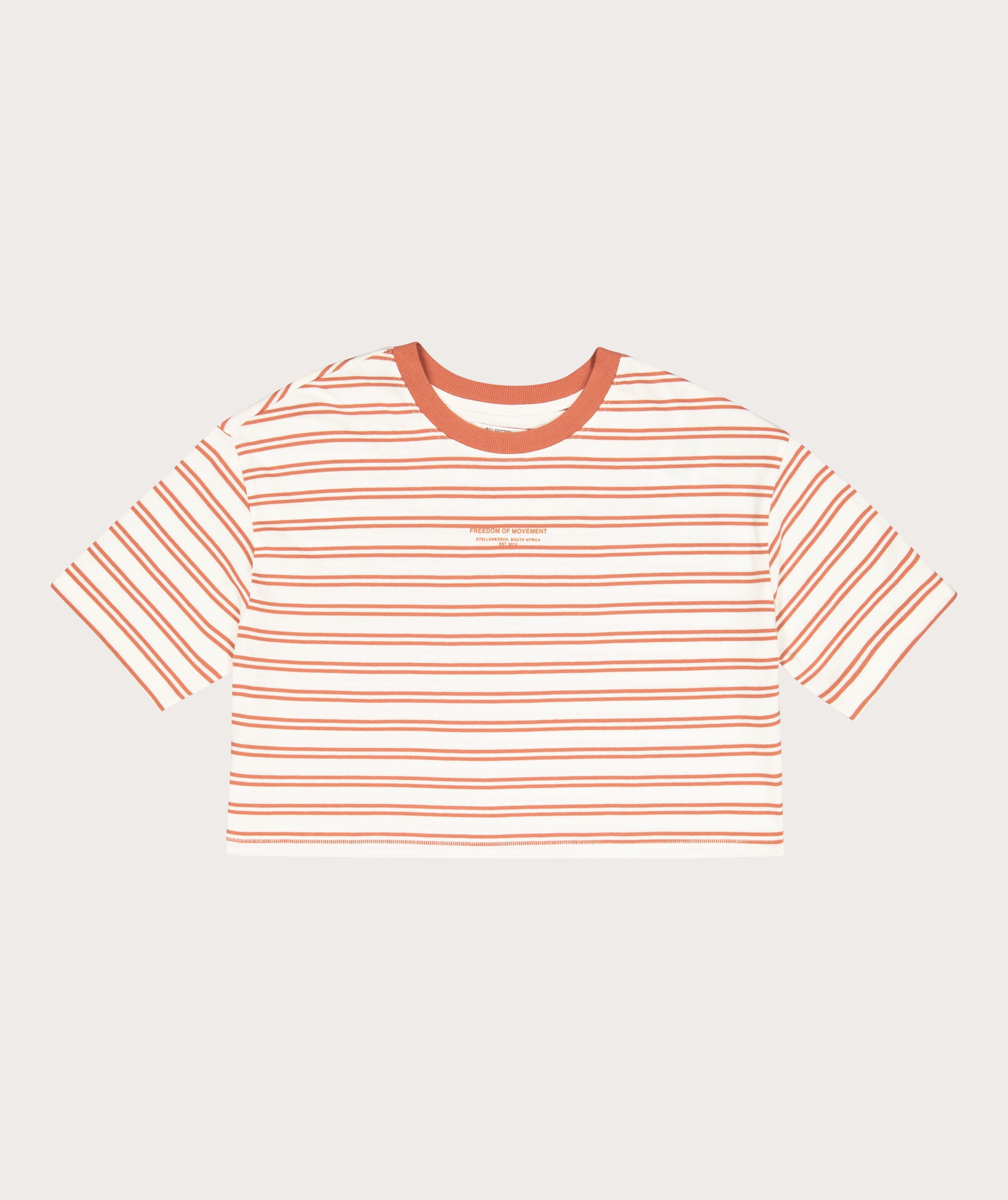 Ladies Cotton Cropped Box Tee - Copper Stripe