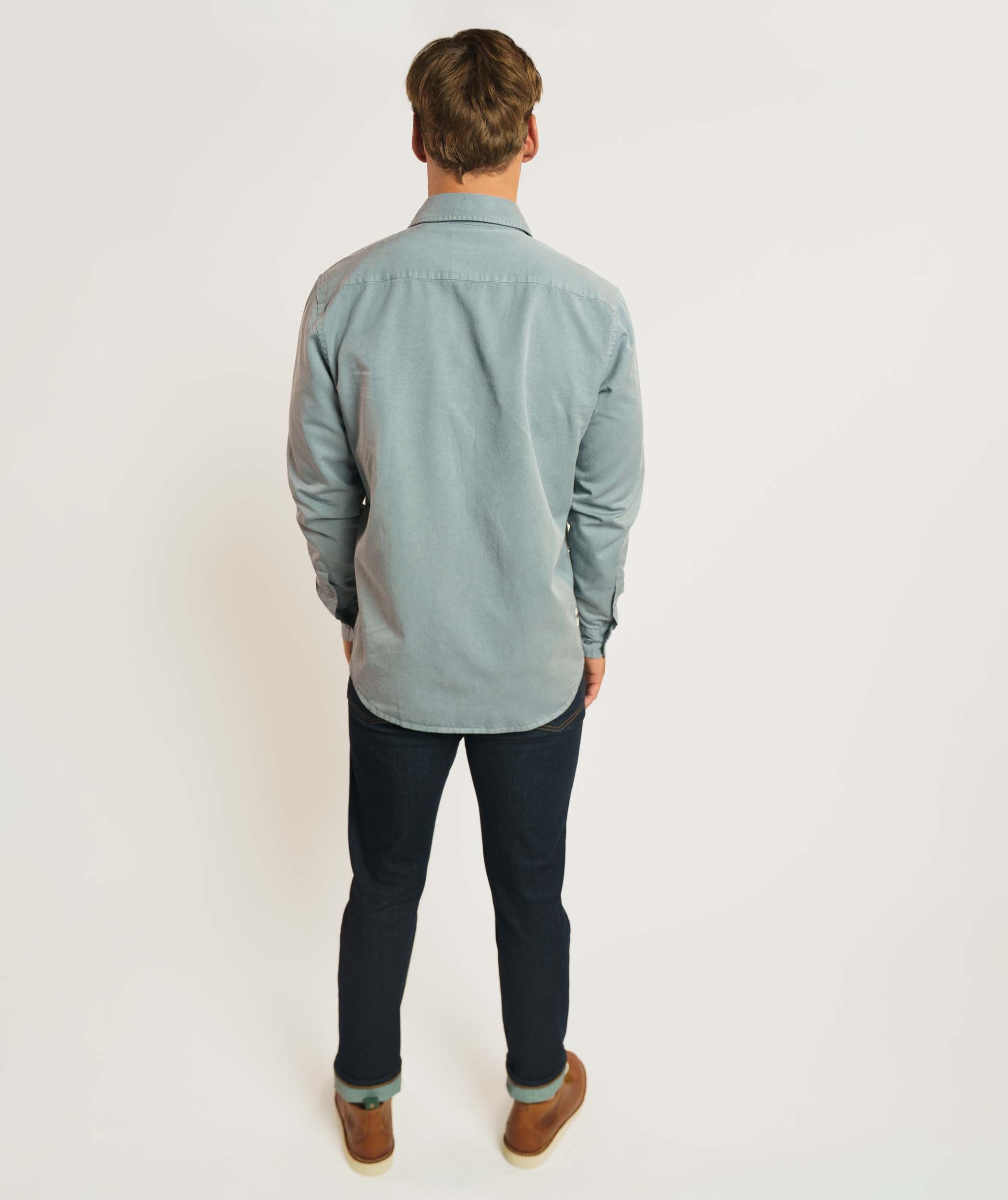 Mens Lyocell Blend Twill Shirt - Dark Shadow