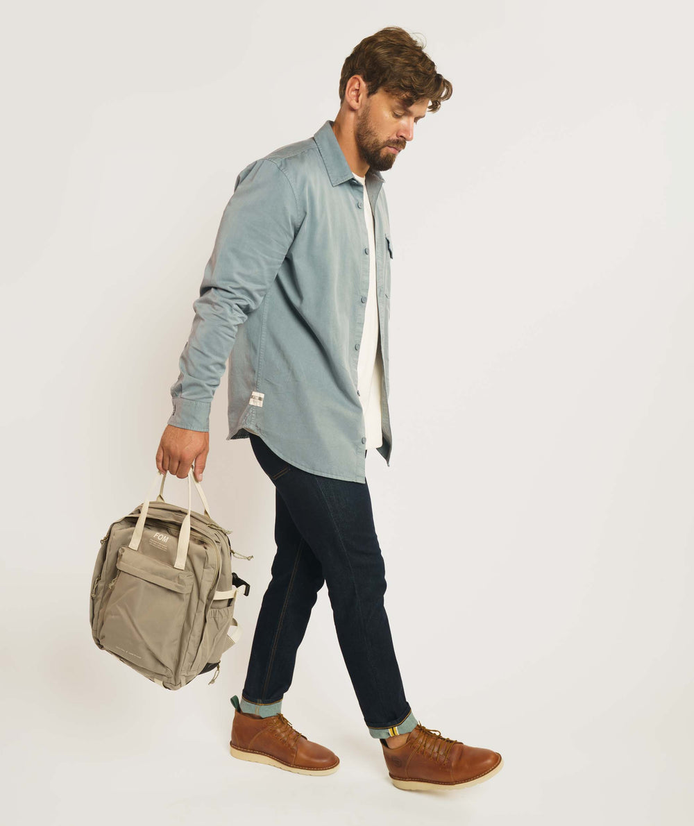 Mens Lyocell Blend Twill Shirt - Dark Shadow