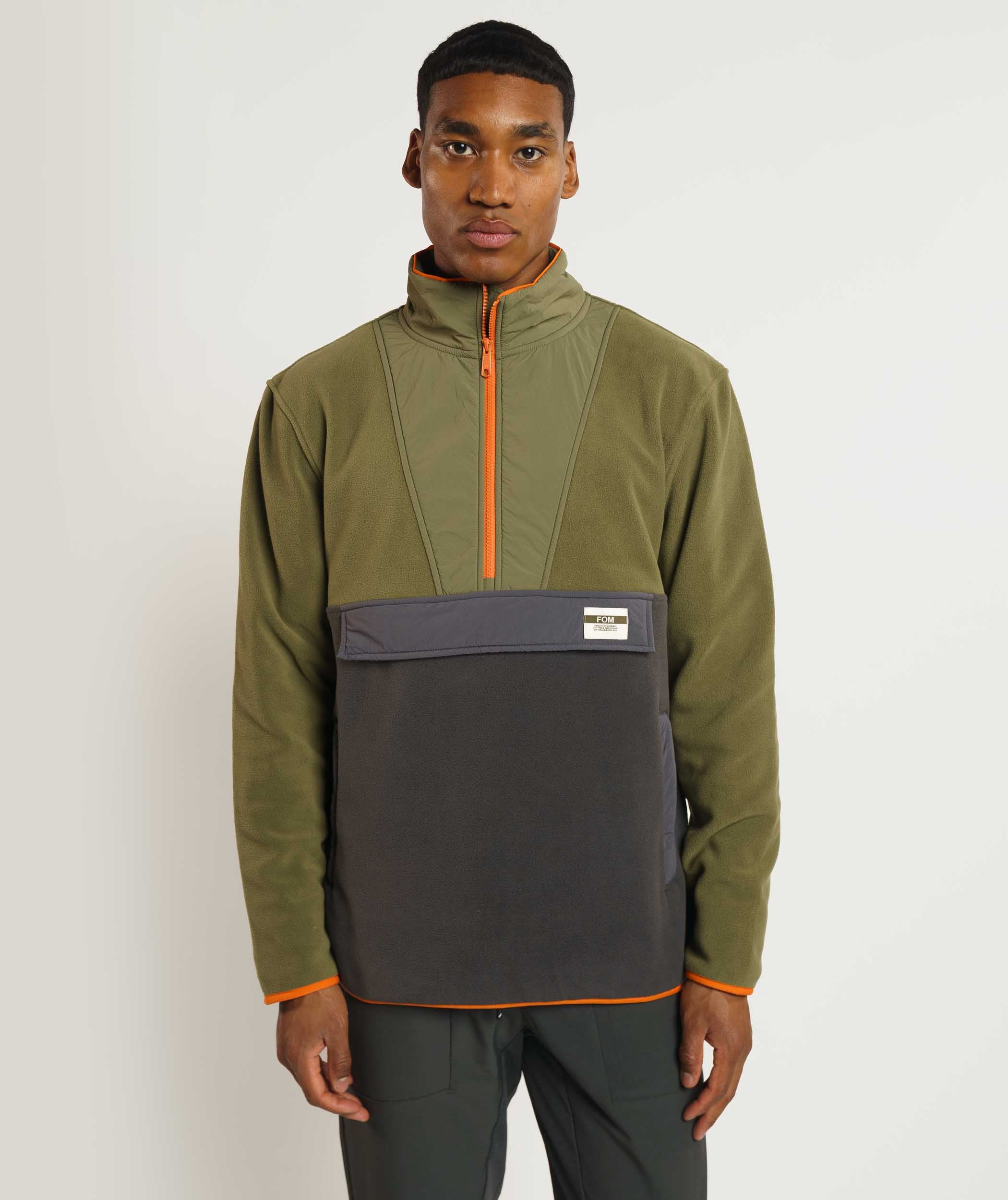 Mens Turtle Fleece Sweater - Olive & Charcoal