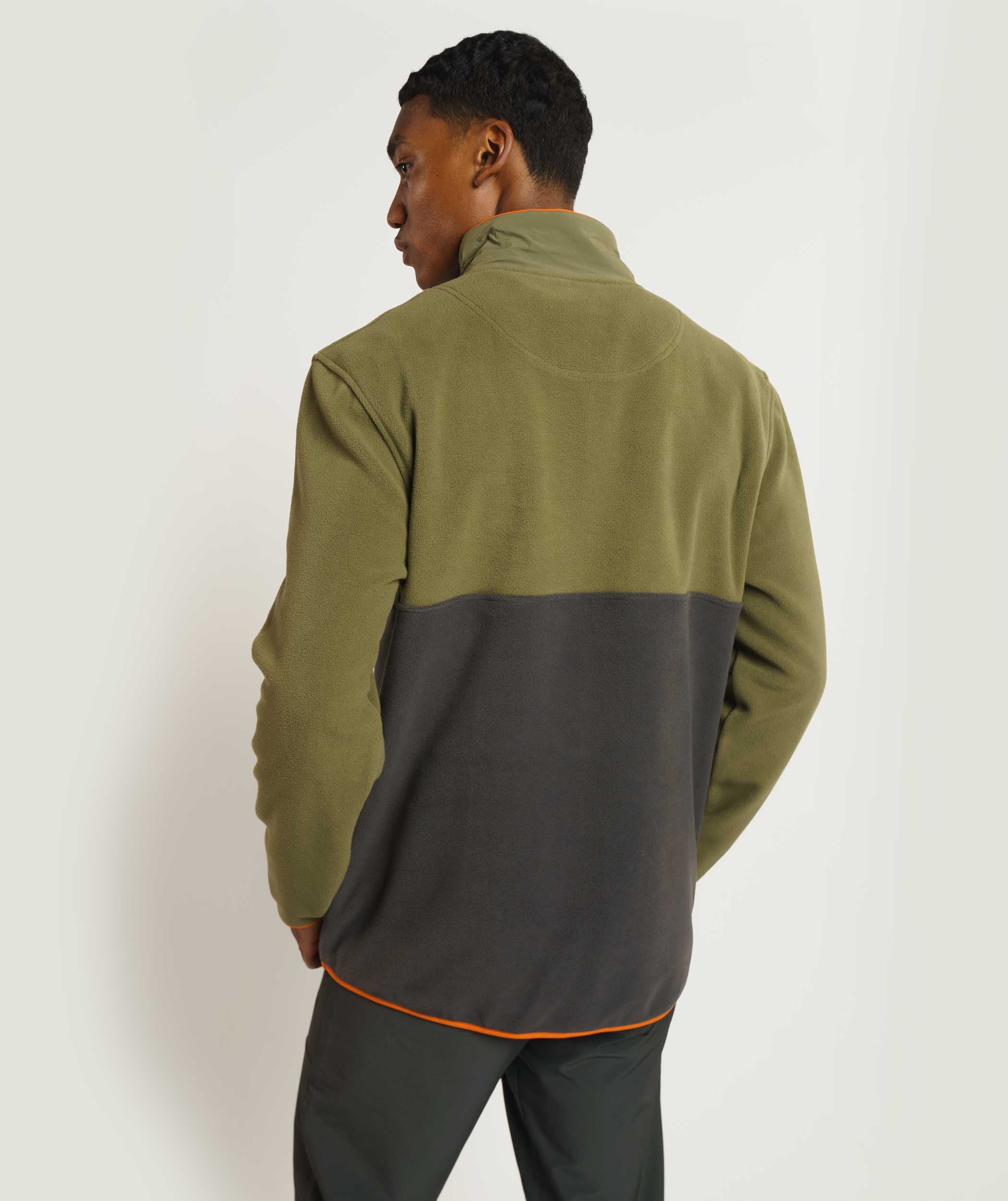 Mens Turtle Fleece Sweater - Olive & Charcoal