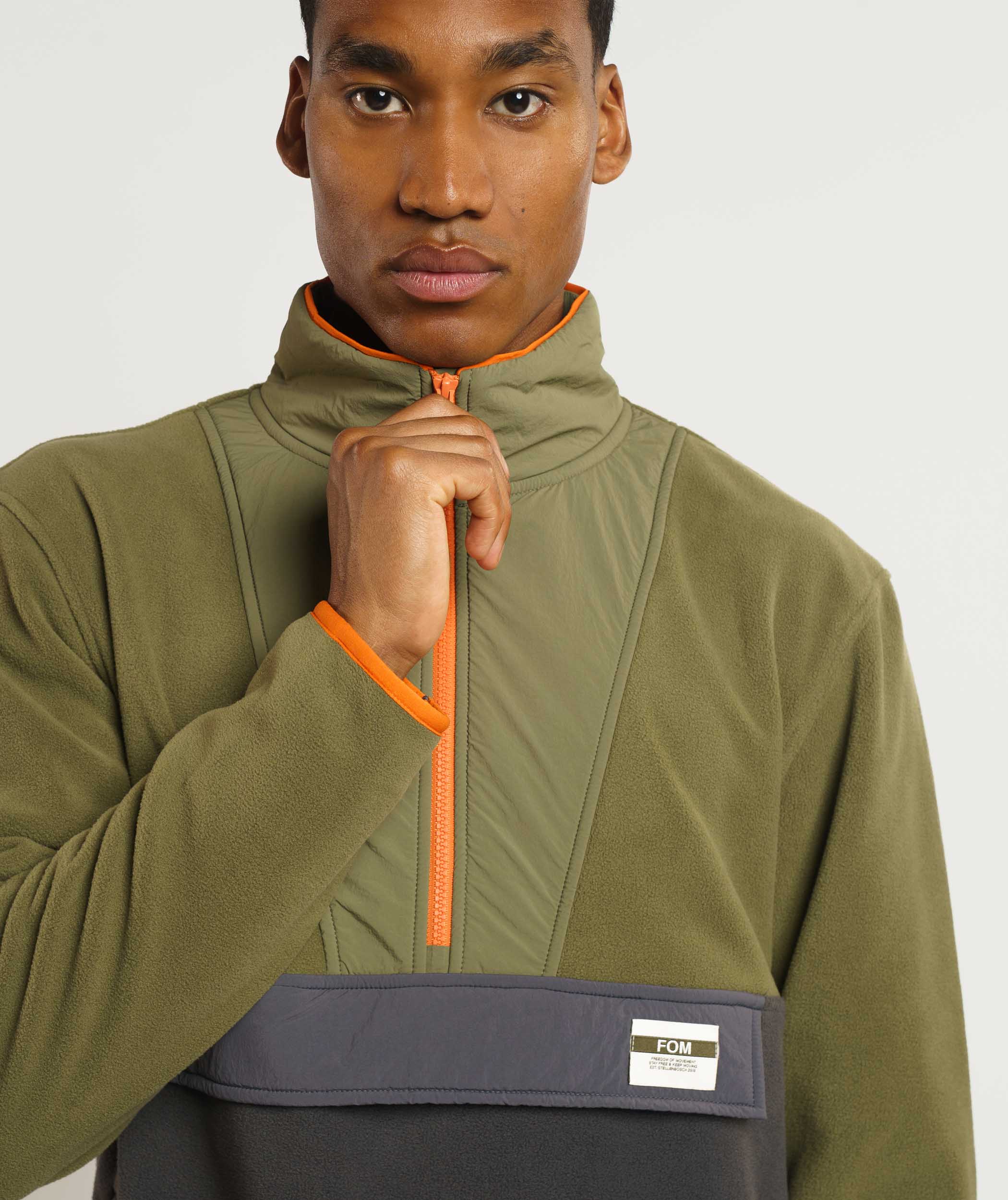 Mens Turtle Fleece Sweater - Olive & Charcoal