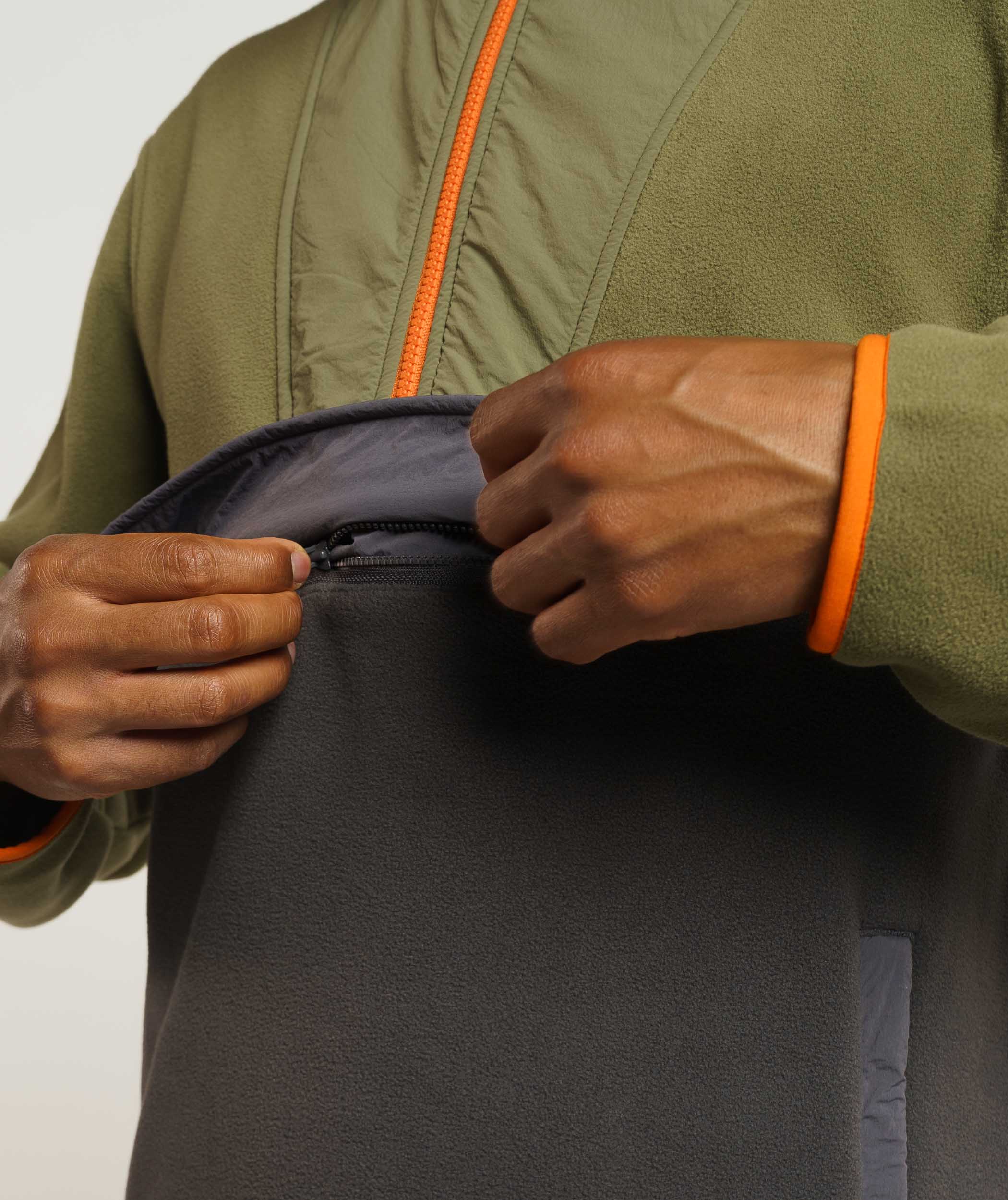 Mens Turtle Fleece Sweater - Olive & Charcoal