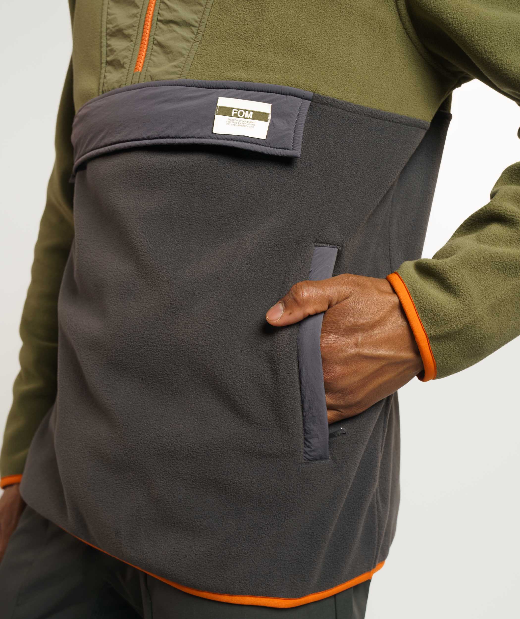 Mens Turtle Fleece Sweater - Olive & Charcoal