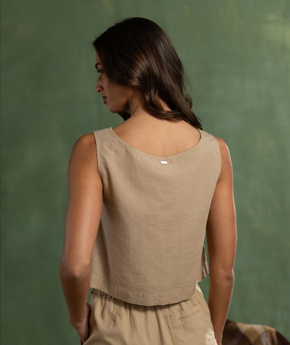 Ladies Woven Tank - Camel