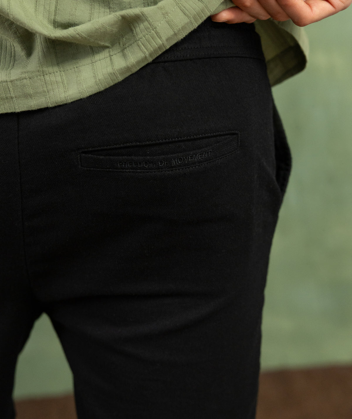 Mens Cotton Linen Drawcord Shorts - Black