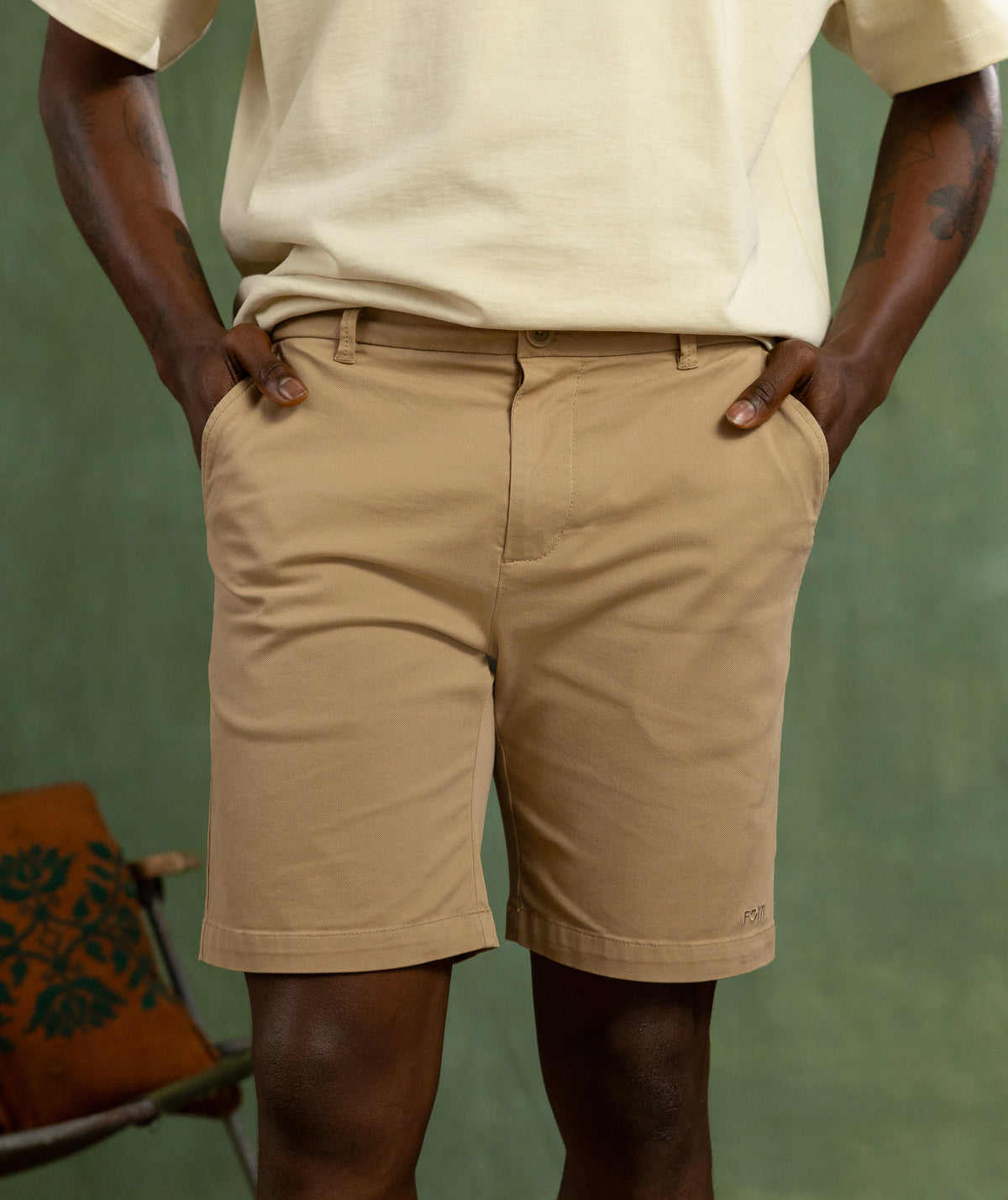 Mens Cotton Twill Chino Shorts - Light Sand