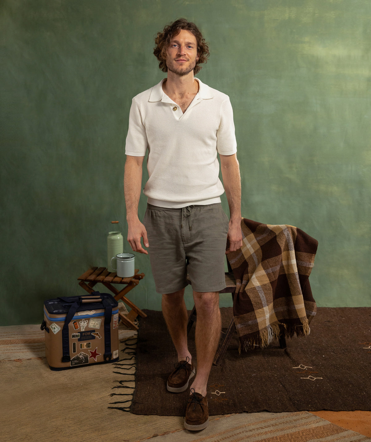 Mens Knit Golfer - Ivory