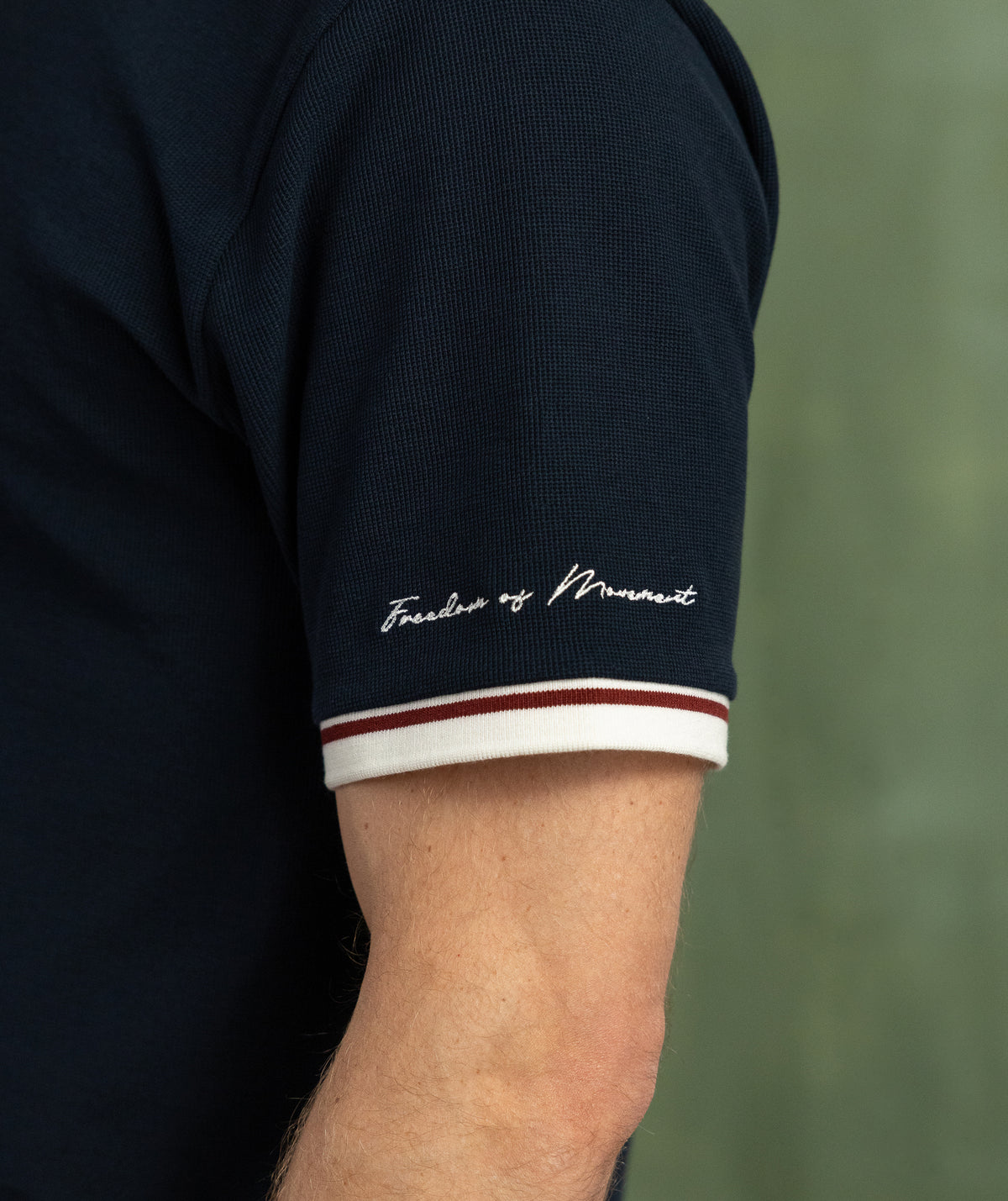 Mens Mirco Waffle Regular Tee - Navy & Ivory
