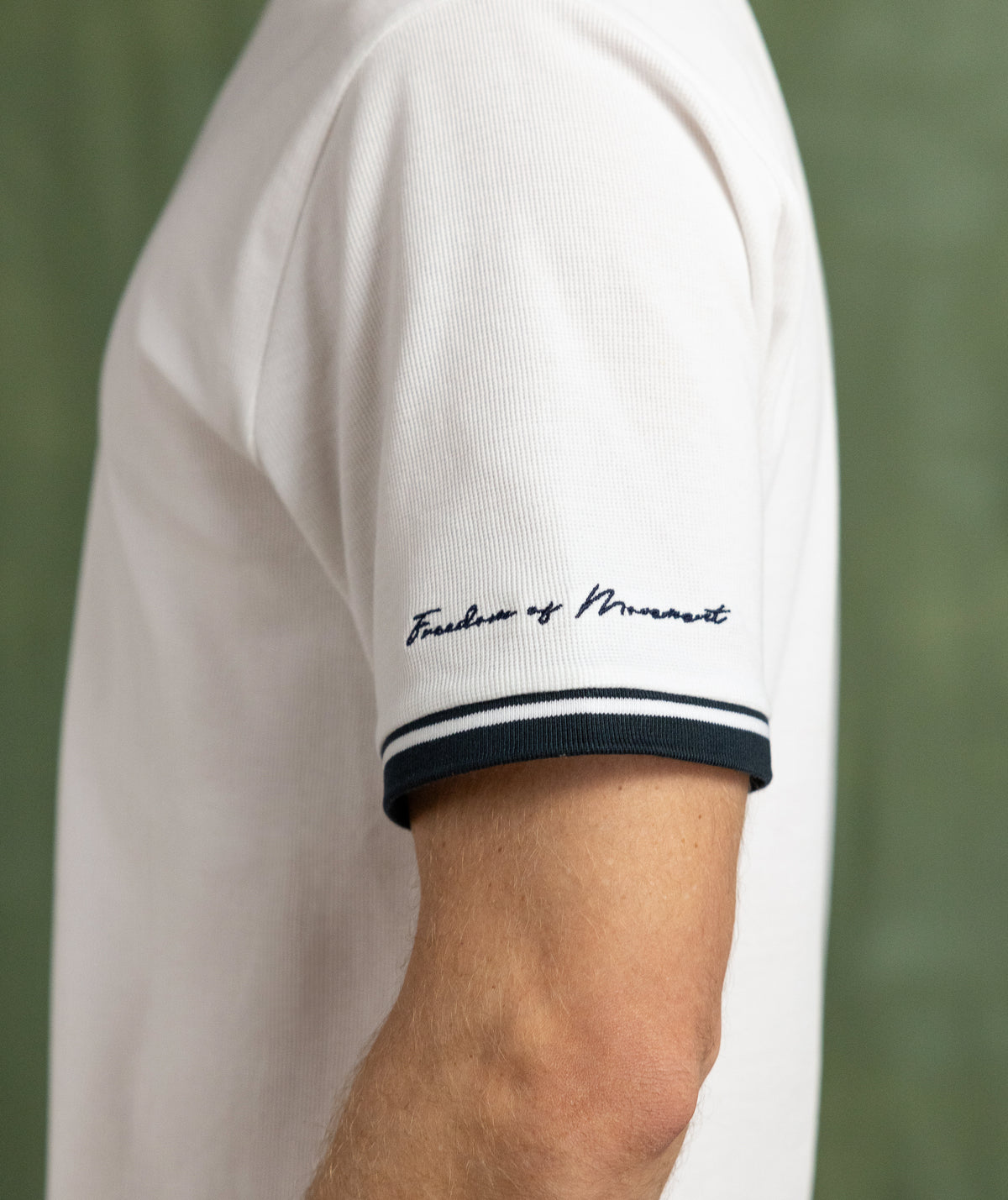 Mens Mirco Waffle Regular Tee - White & Navy