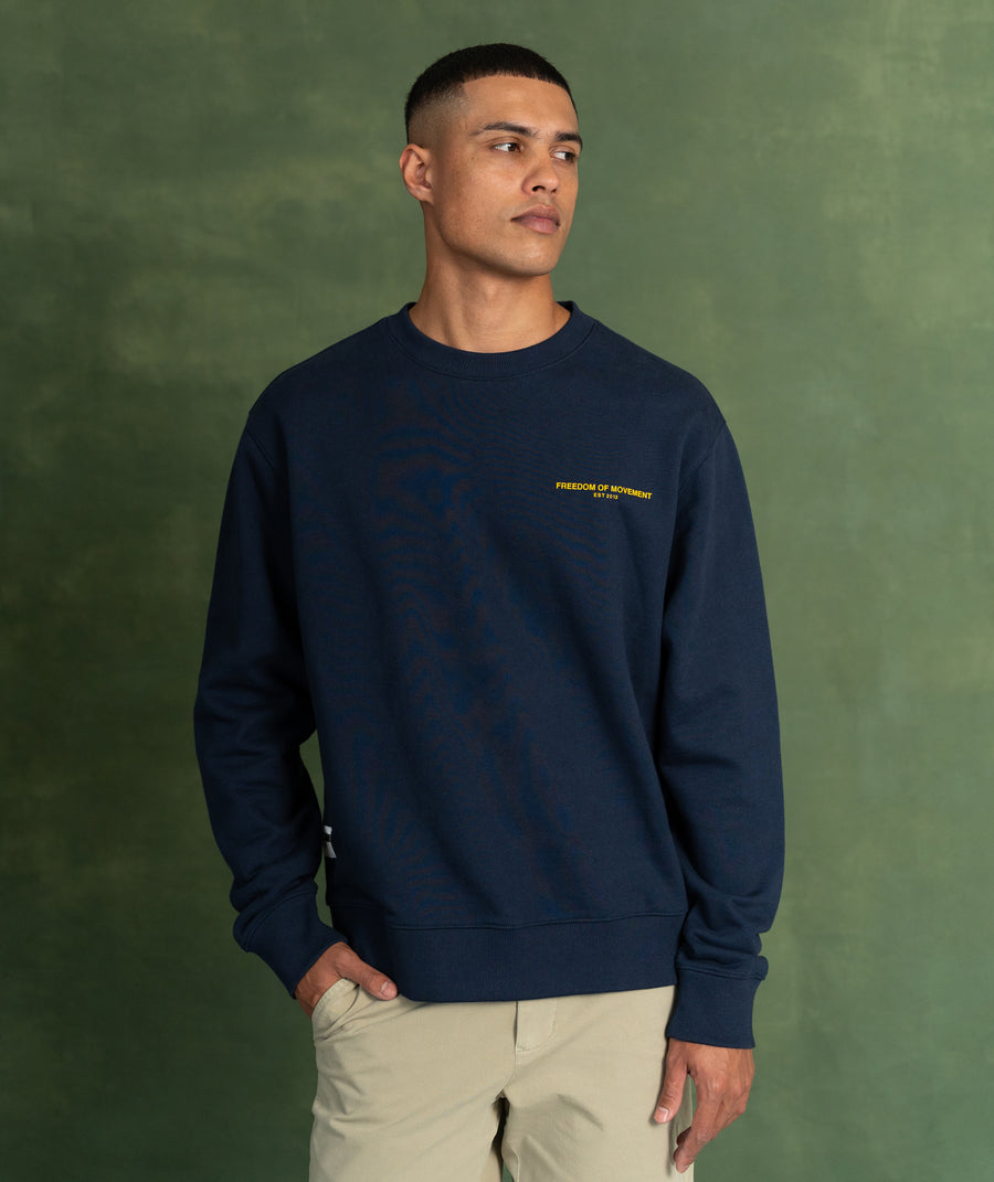 Mens Relaxed Crew Neck Sweat - Navy