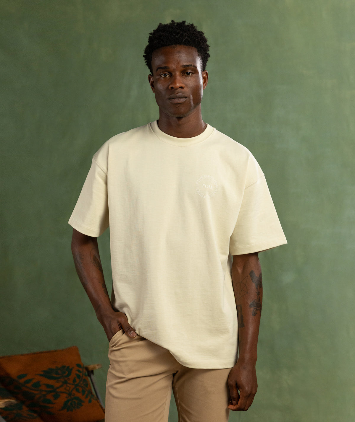 Mens Relaxed Heritage Graphic Tee - Light Stone