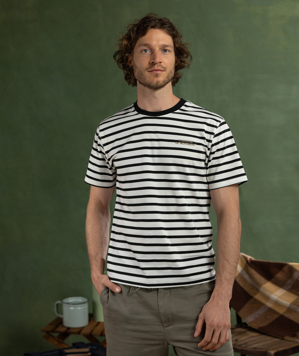 Mens Stripe Regular Tee - Black & Ivory