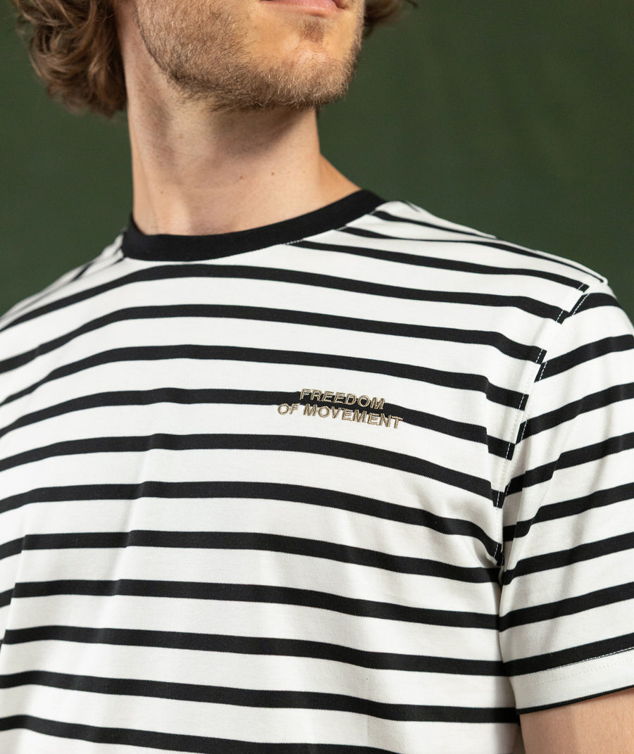 Mens Stripe Regular Tee - Black & Ivory