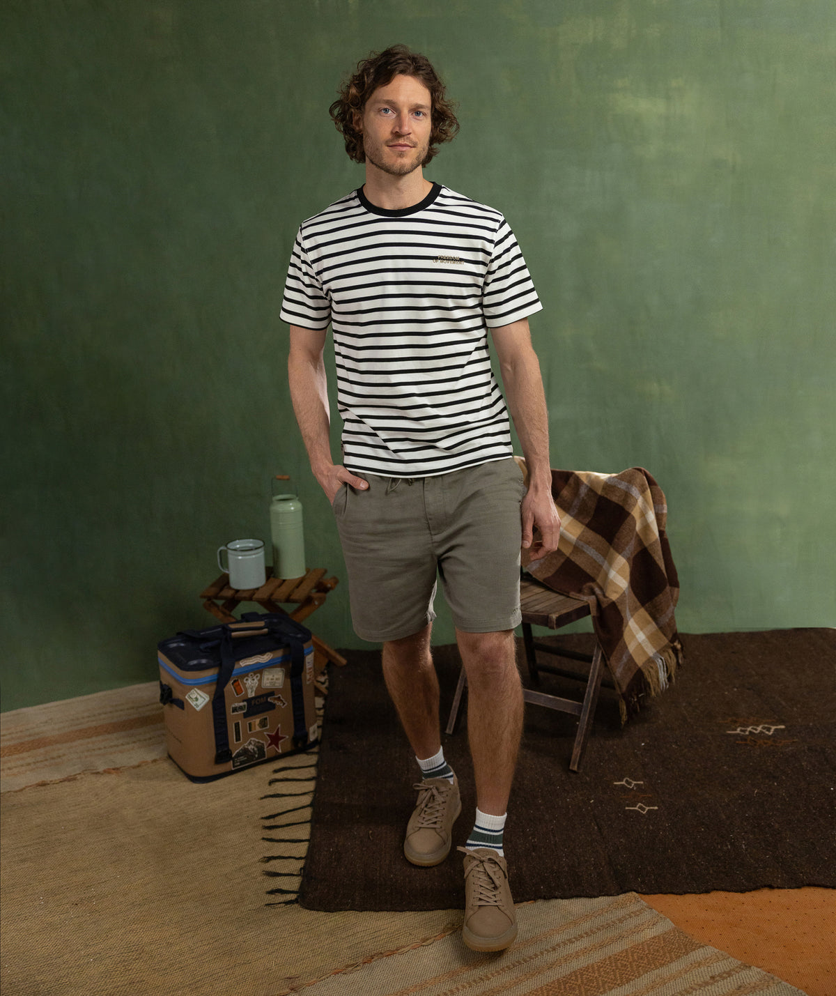 Mens Stripe Regular Tee - Black & Ivory