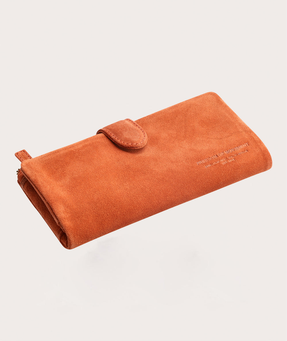Ladies Clip Wallet - Rust Suede