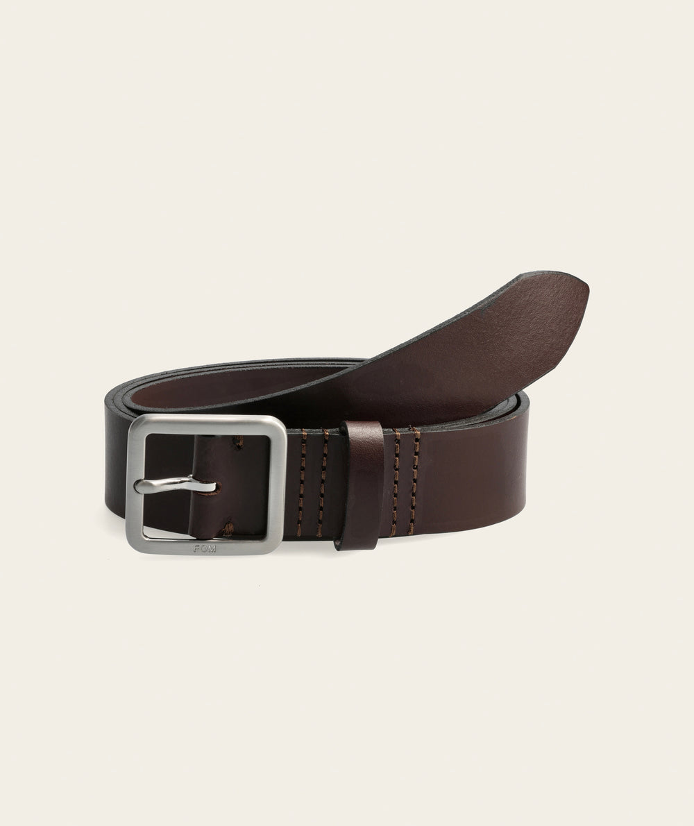 Mens Belt - Choc Brown/ Brushed Silver Buckle