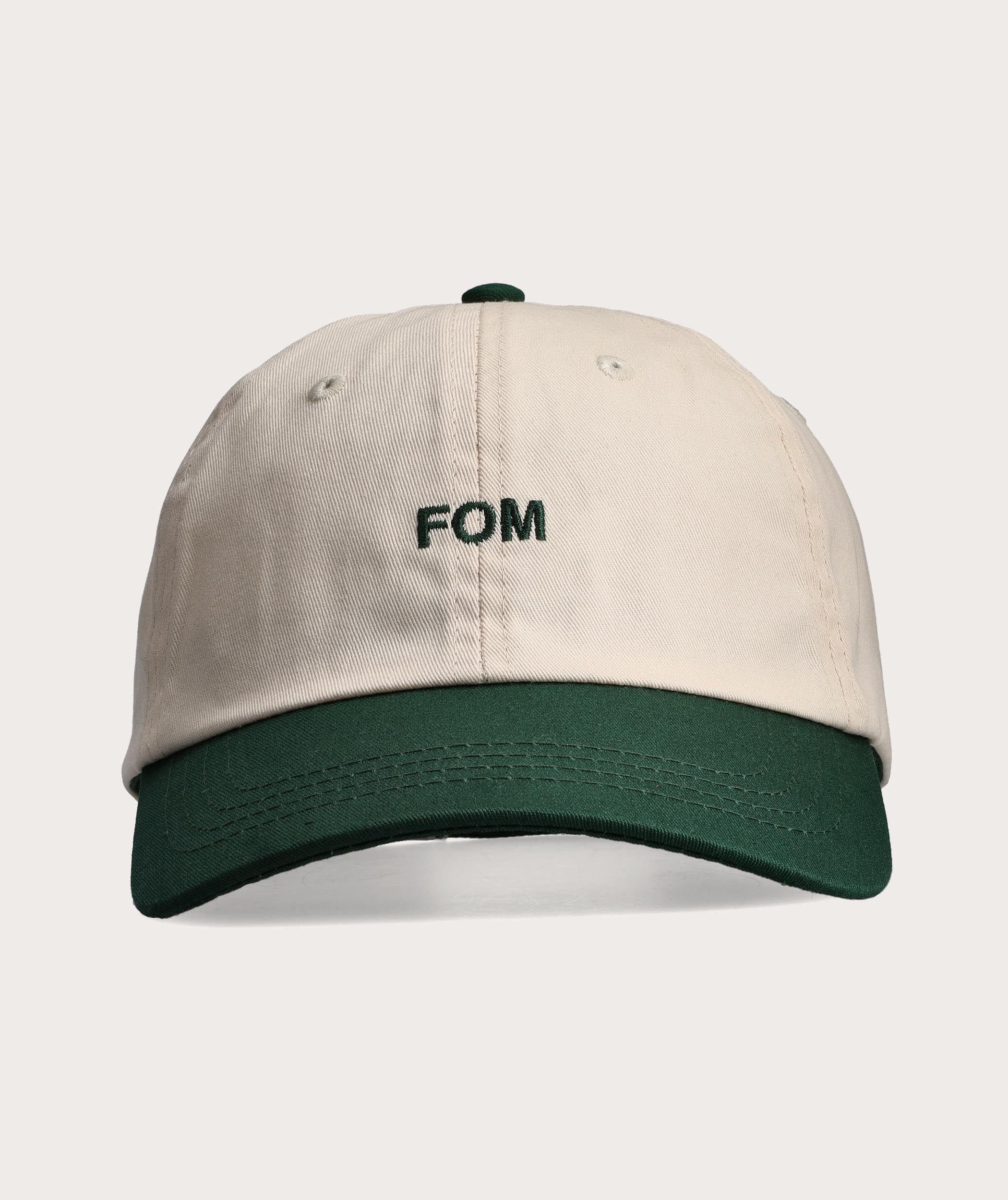 FOM Varsity Cap - Ivory/ Forest Green