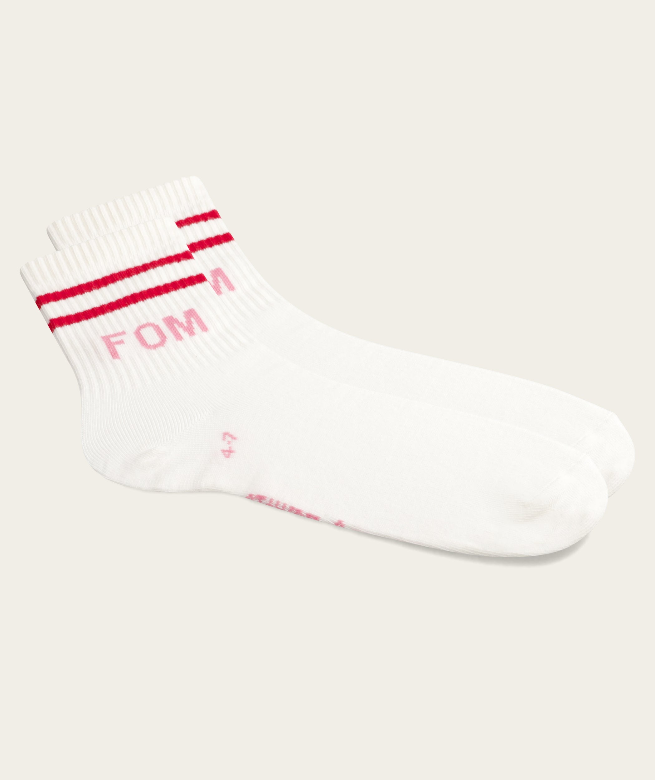 Lds: Active Sock - Off-White/ Pink & Red FOM Stripes