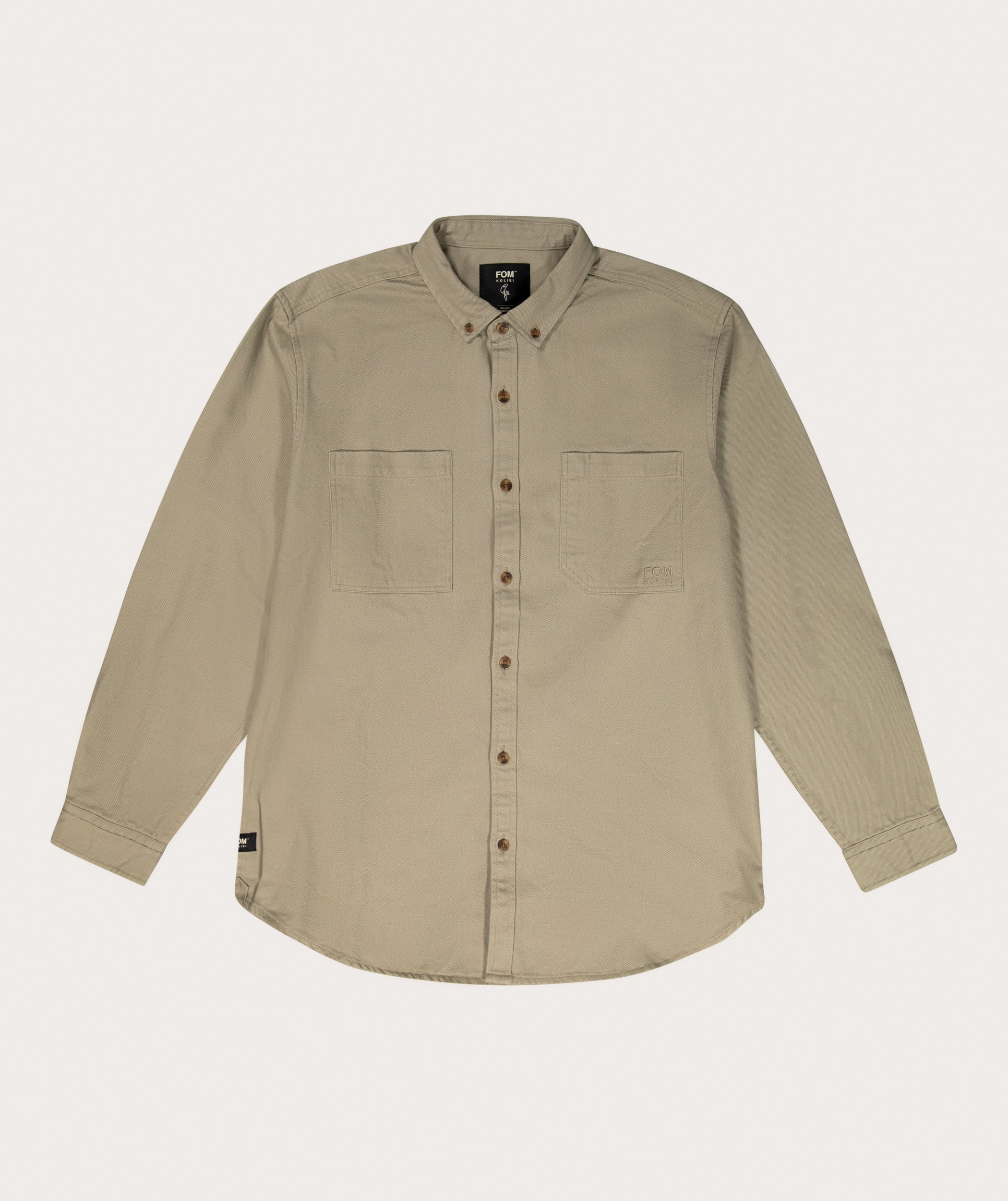 FOM x Kolisi Mens Twill Long Sleeve Shirt - Grey