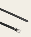 Ladies Skinny Belt - Black/ Brushed Silver Buckle