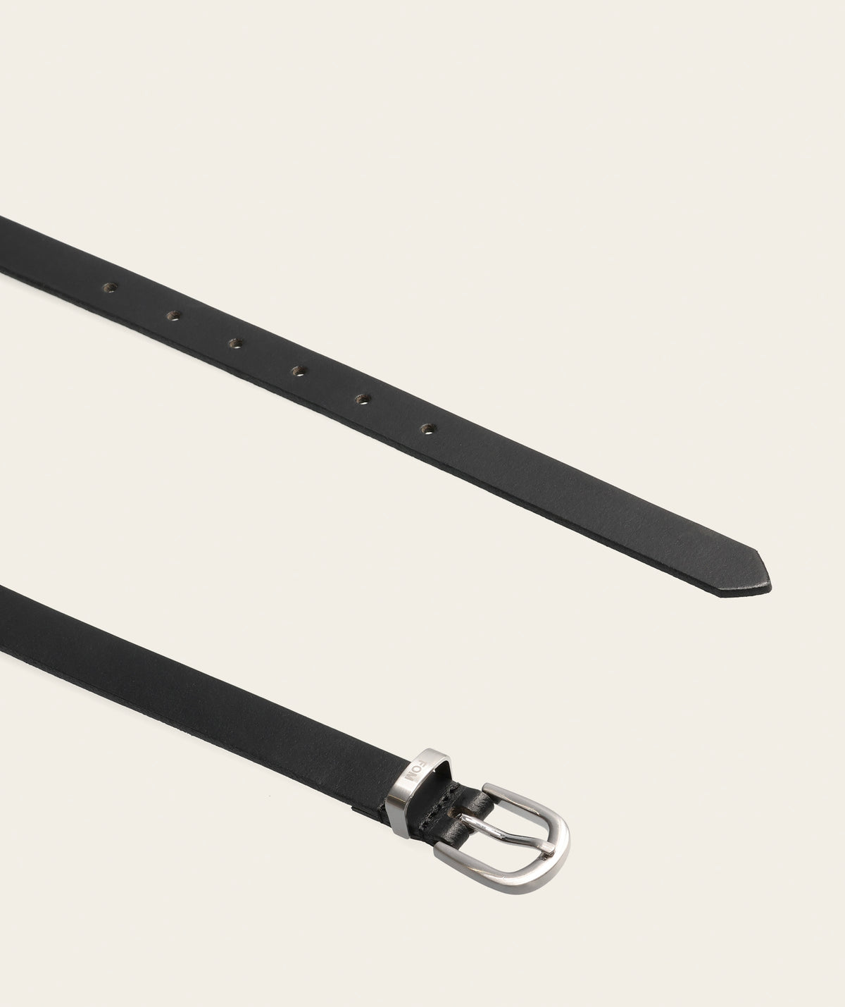 Ladies Skinny Belt - Black/ Brushed Silver Buckle