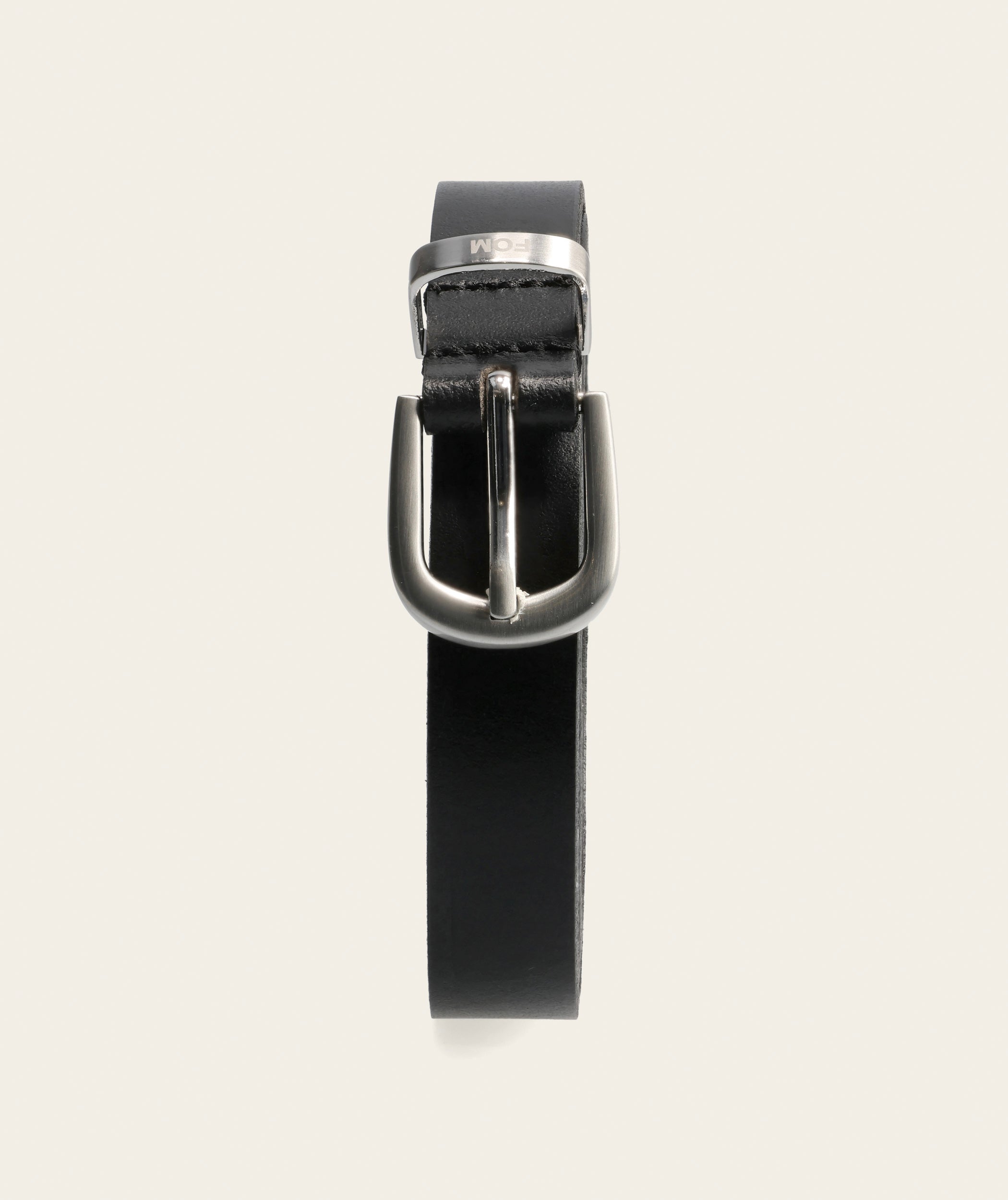 Ladies Skinny Belt - Black/ Brushed Silver Buckle