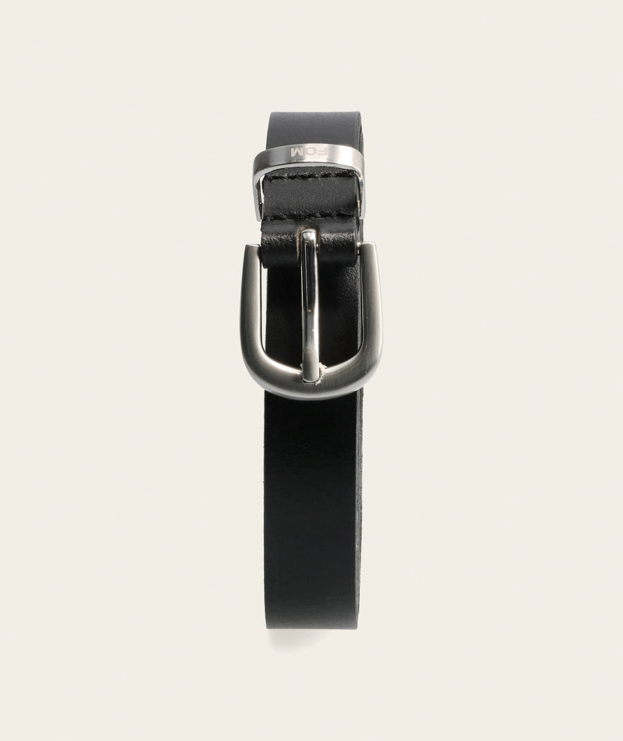 Ladies Skinny Belt - Black/ Brushed Silver Buckle