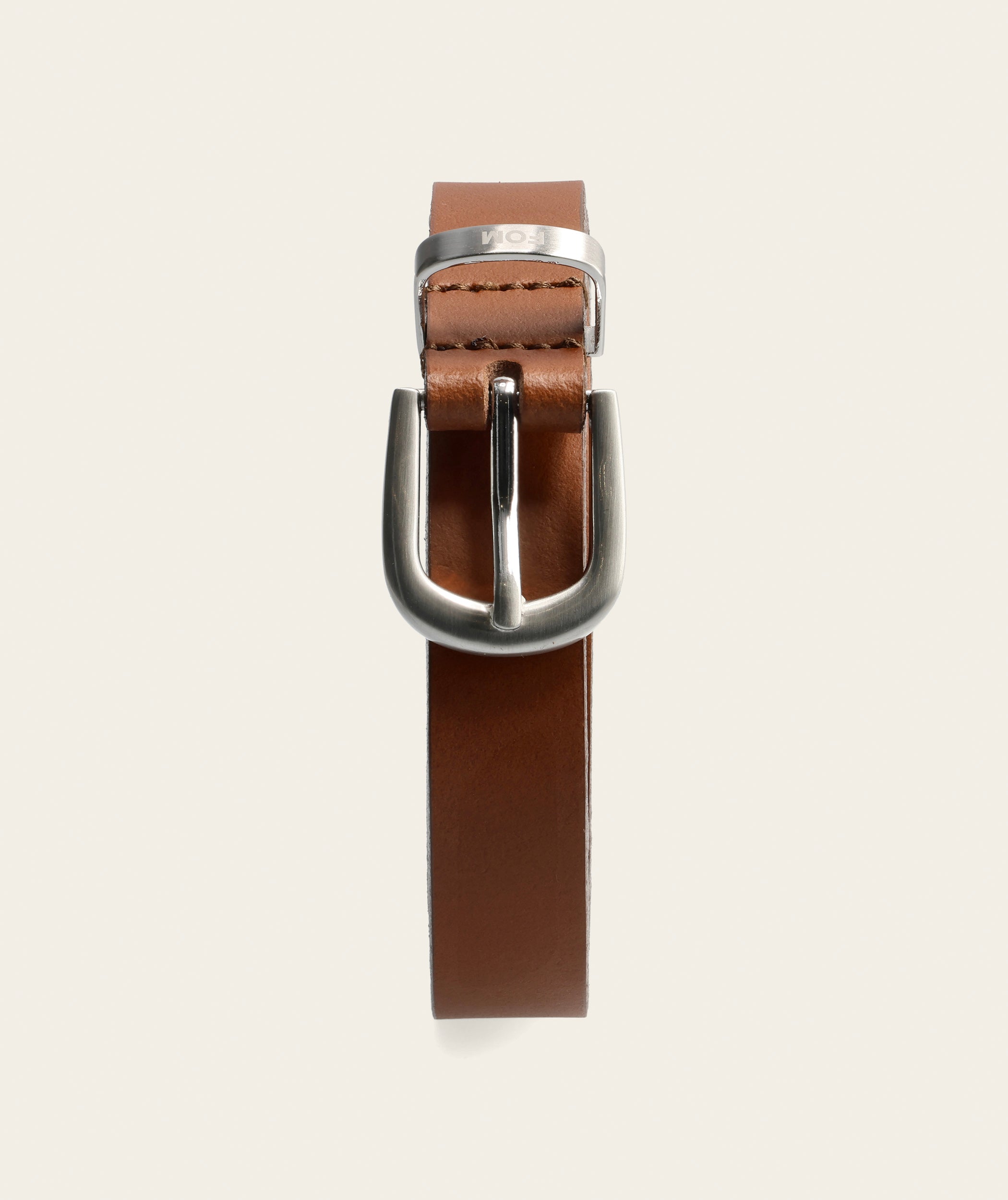 Ladies Skinny Belt - Tan/ Brushed Silver Buckle