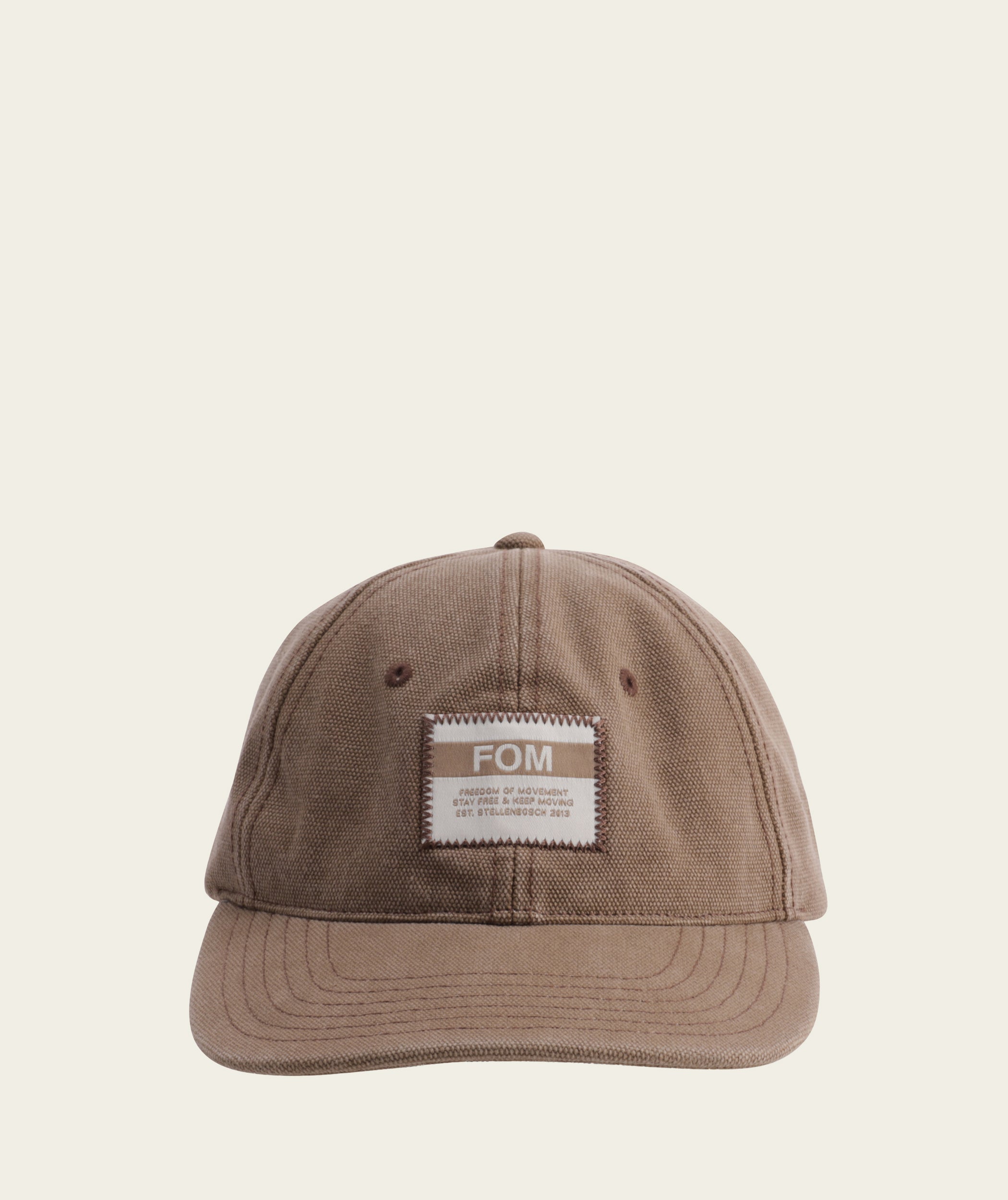 6 Panel Cotton Canvas Cap - Washed Mocha