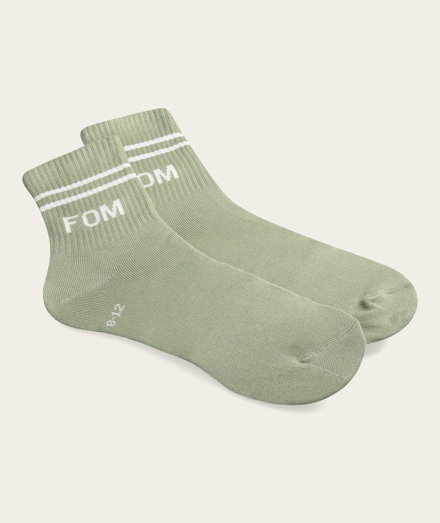 Socks Active - Avocado/ Cream Stripes (Size 8-12)