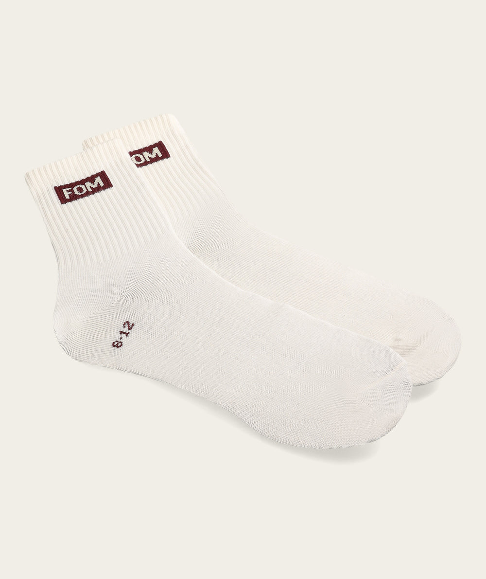 Socks Active - Off-White/ Burgundy FOM (Size 8-12)