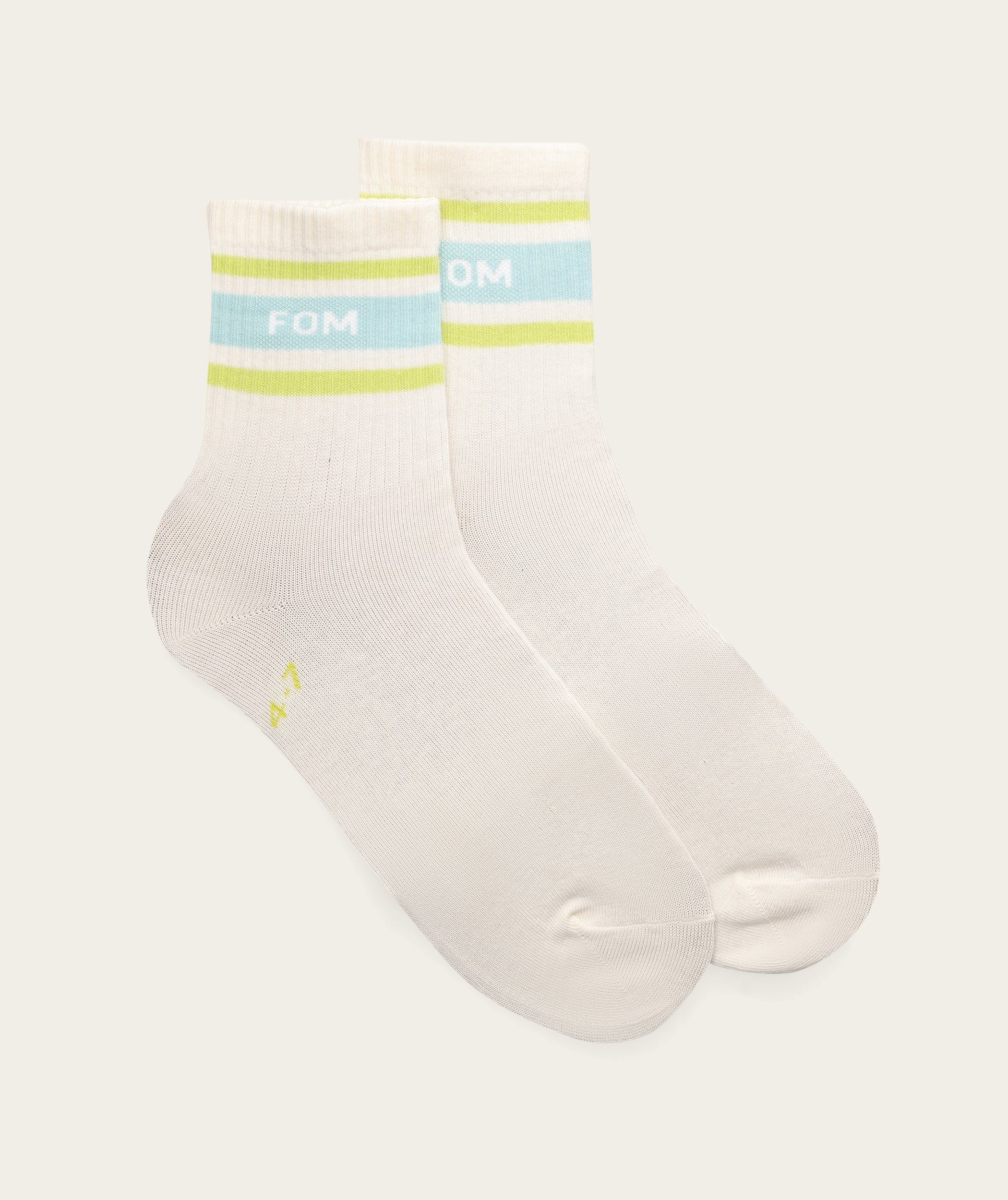 Socks Active - Off-White/ Sky Blue & Lime Stripes (Size 4-7)
