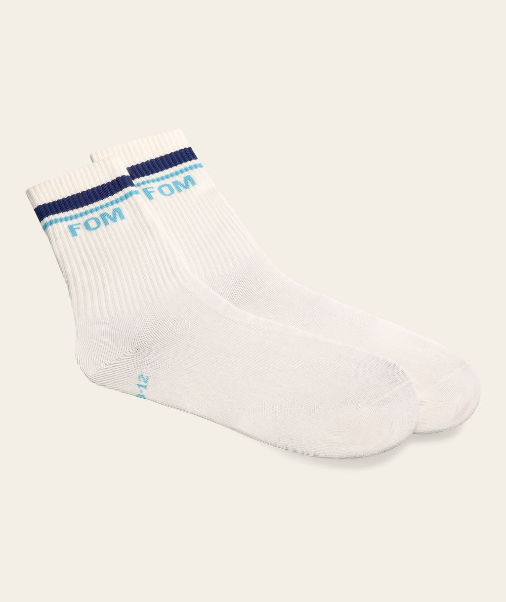 Socks Crew - Off-White/ Ice Blue Stripes (Size 8-12)