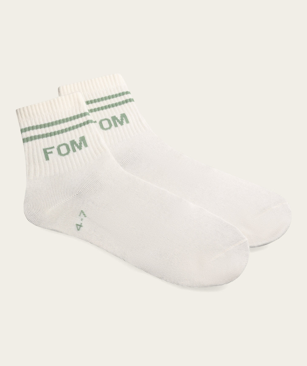 Socks Active Twin Pack - Avocado & Off-White Stripes (Size 4-7)