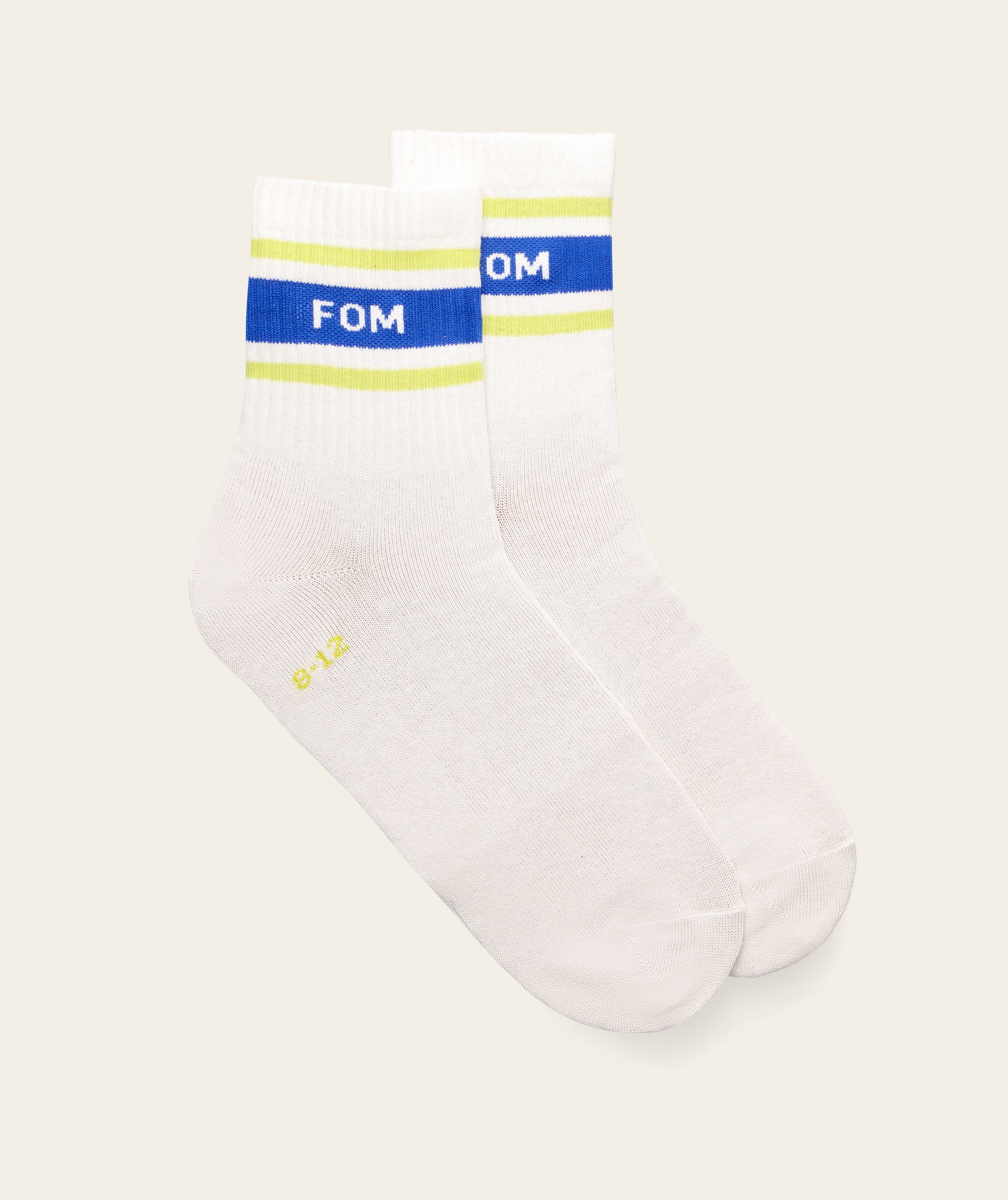 Socks Active - White/ Blue & Lime Stripes (Size 8-12)