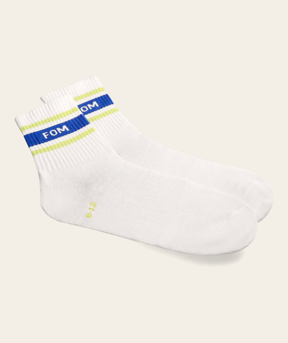Socks Active - White/ Blue & Lime Stripes (Size 8-12)