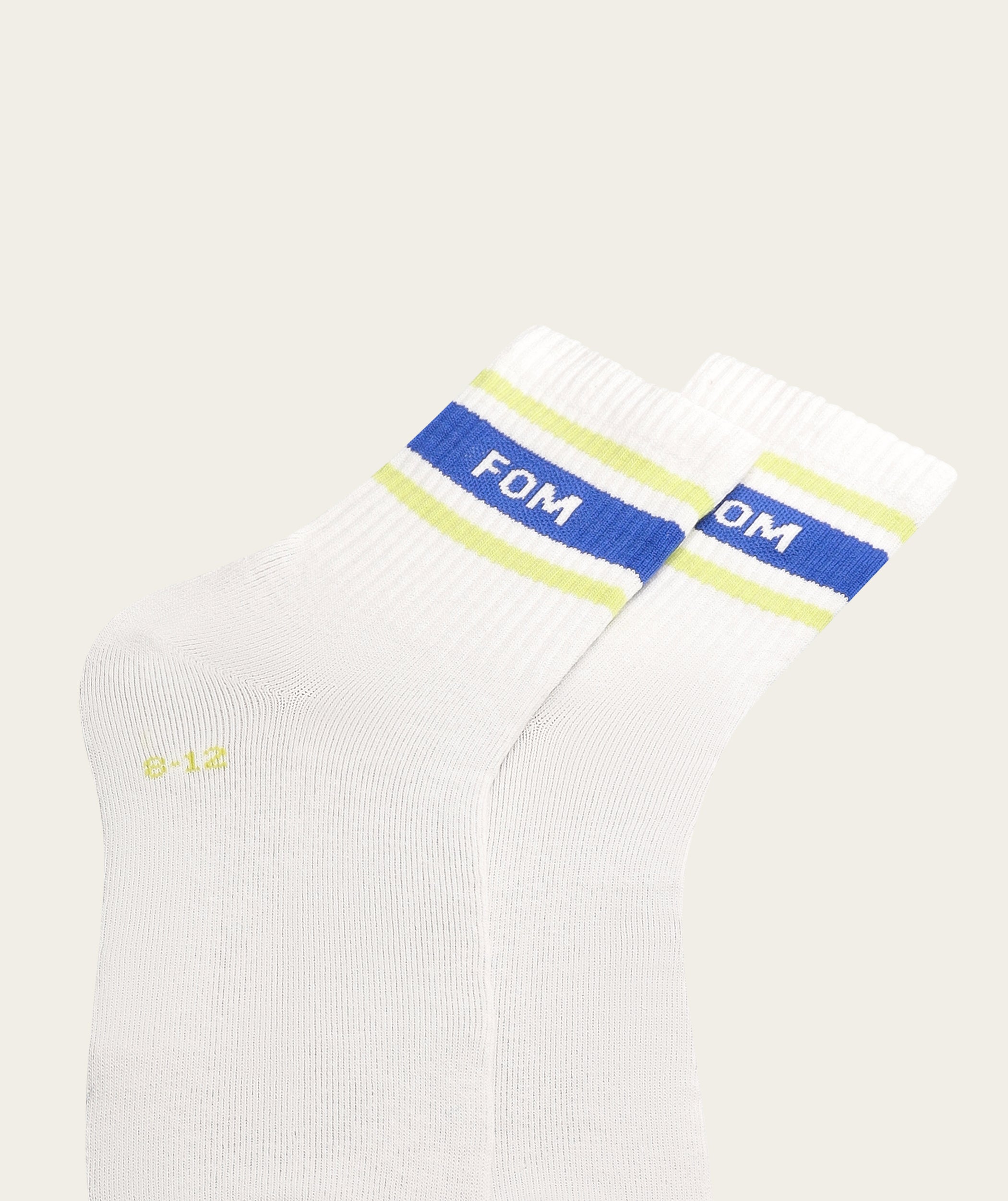 Socks Active - White/ Blue & Lime Stripes (Size 8-12)