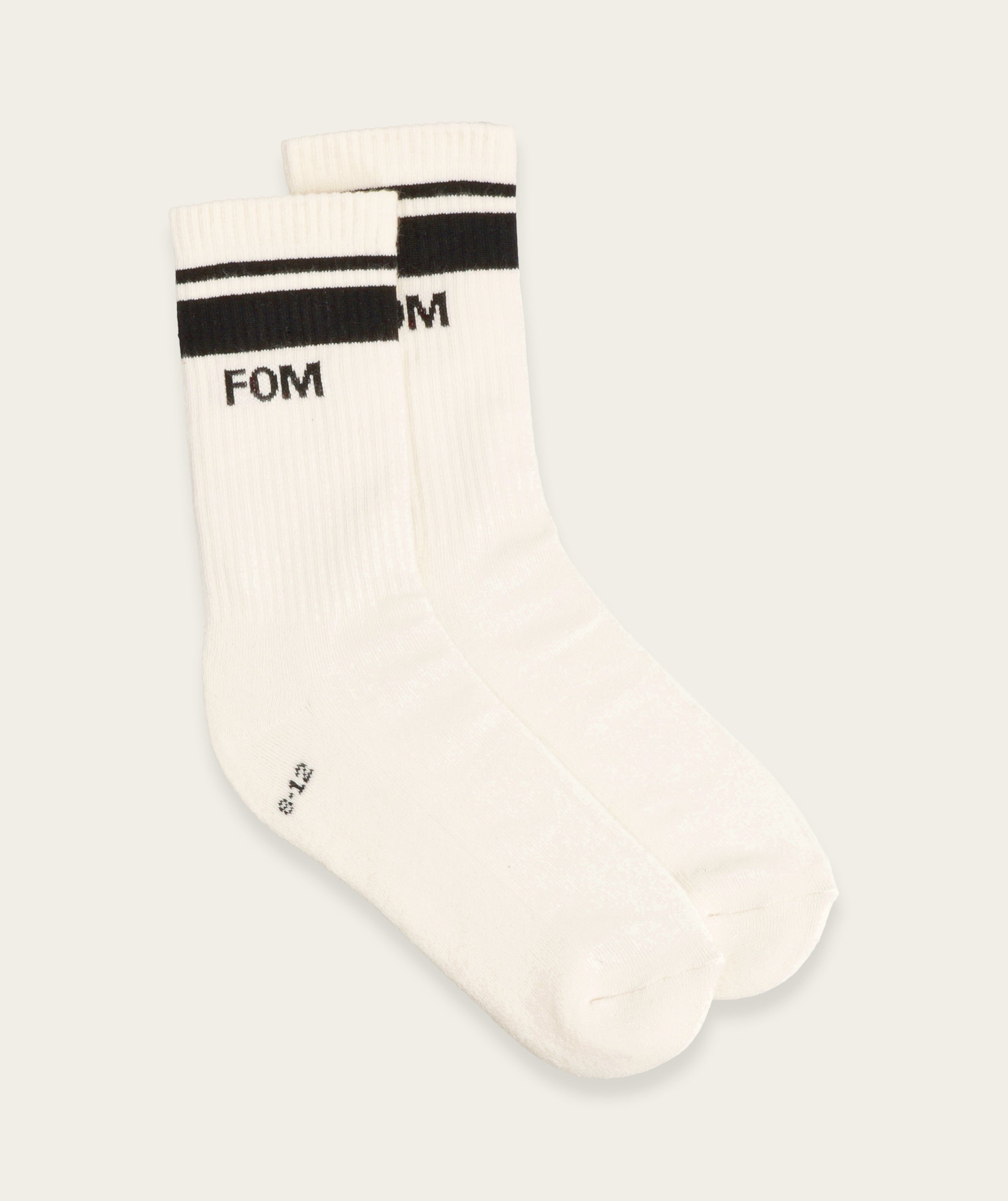 Socks Crew - Off-White/ Black (Size 8-12)
