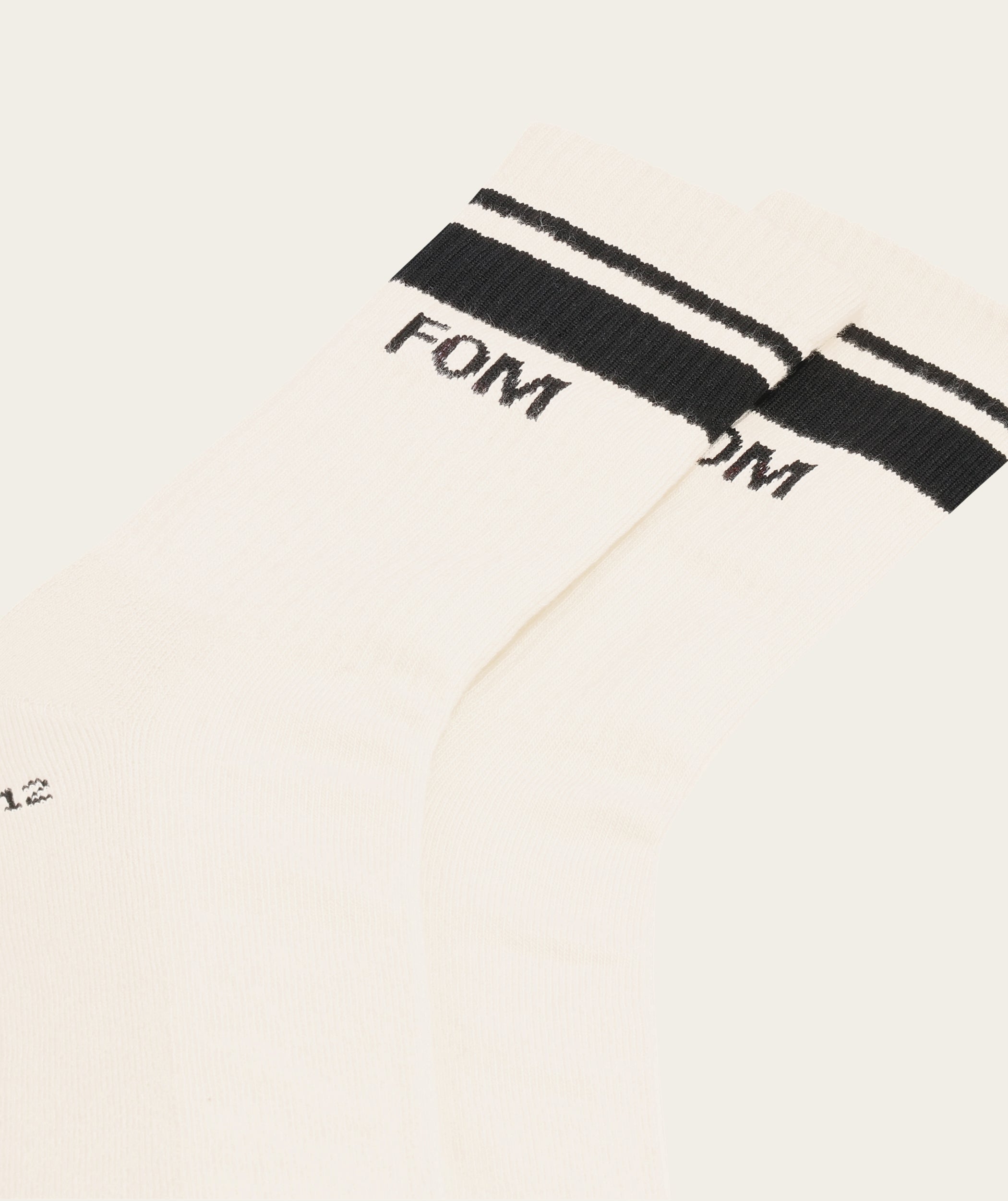 Socks Crew - Off-White/ Black (Size 8-12)