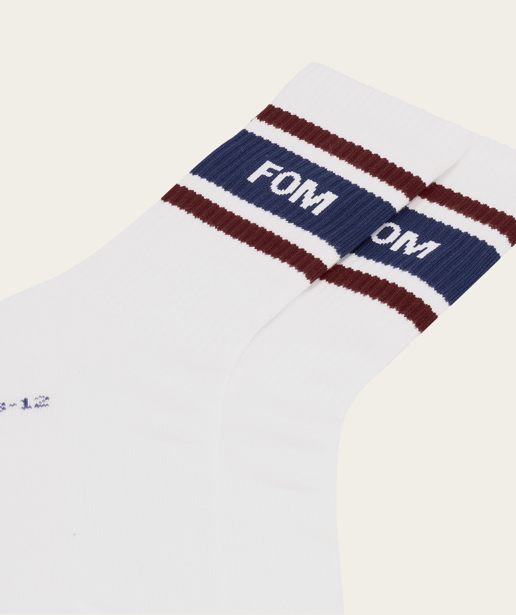 Socks Crew - Optic White/ Blue & Burgundy (Size 8-12)