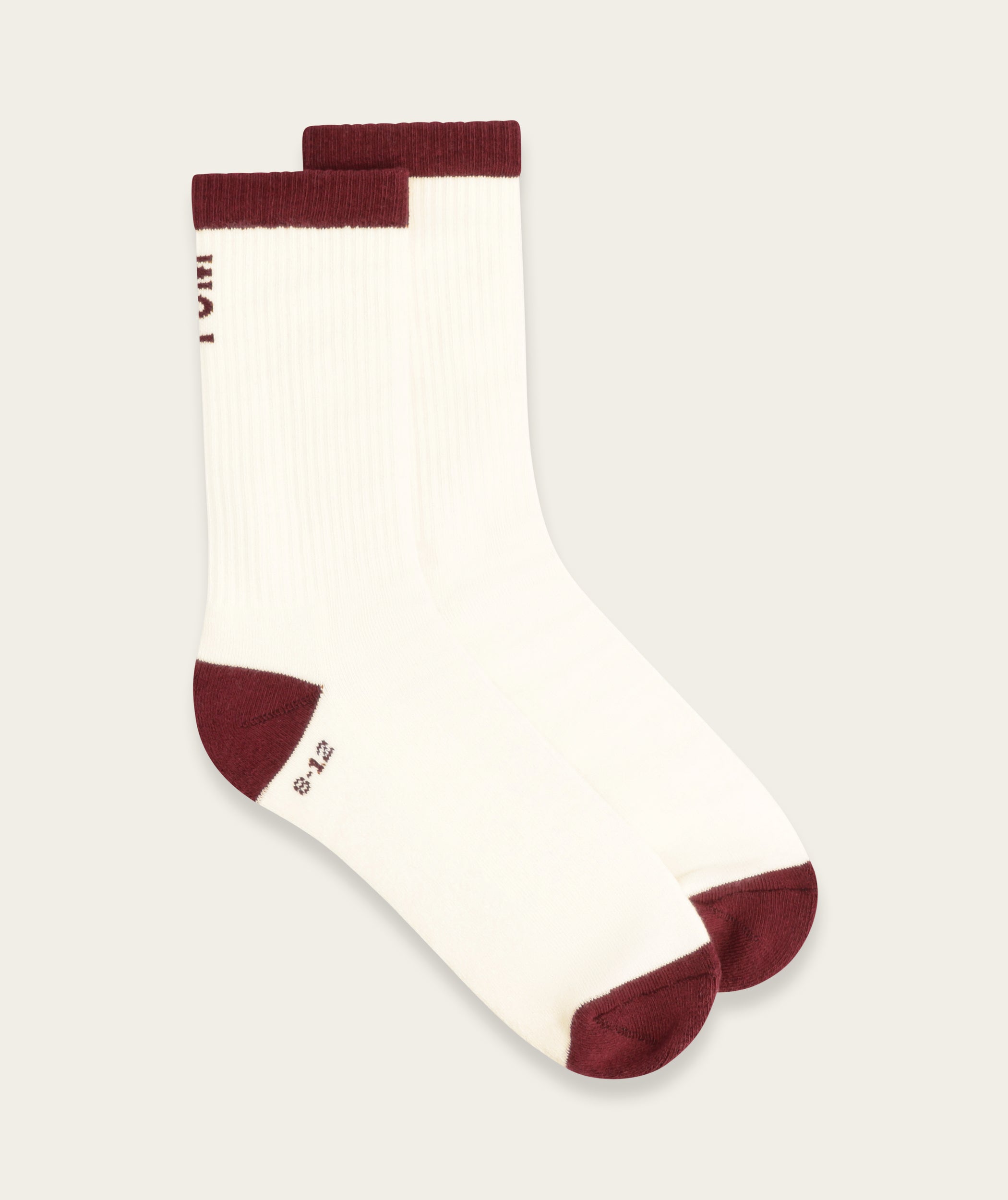 Socks Crew Twin Pack - Off-White Navy + Burgundy (Size 8-12)