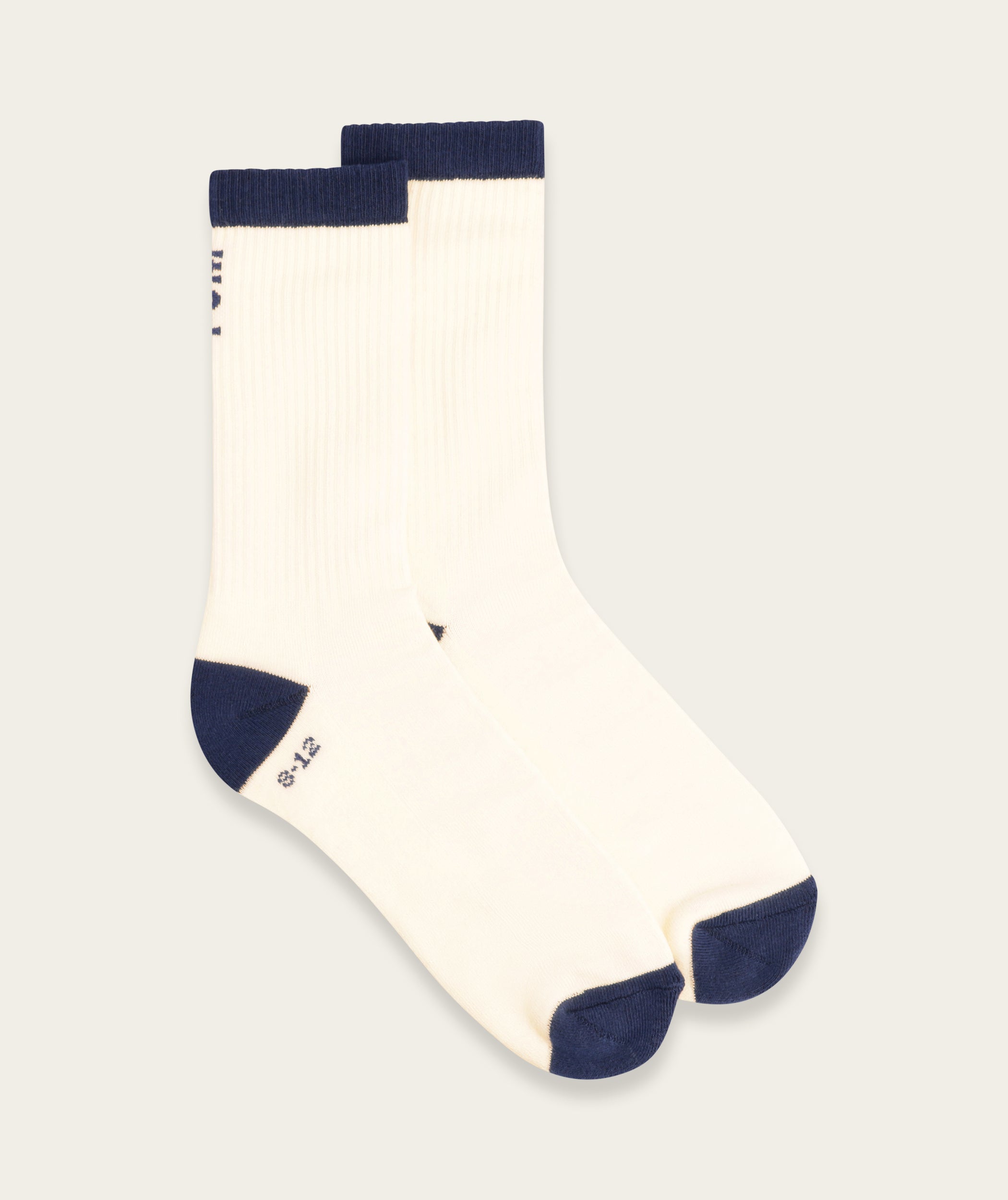 Socks Crew Twin Pack - Off-White Navy + Burgundy (Size 8-12)