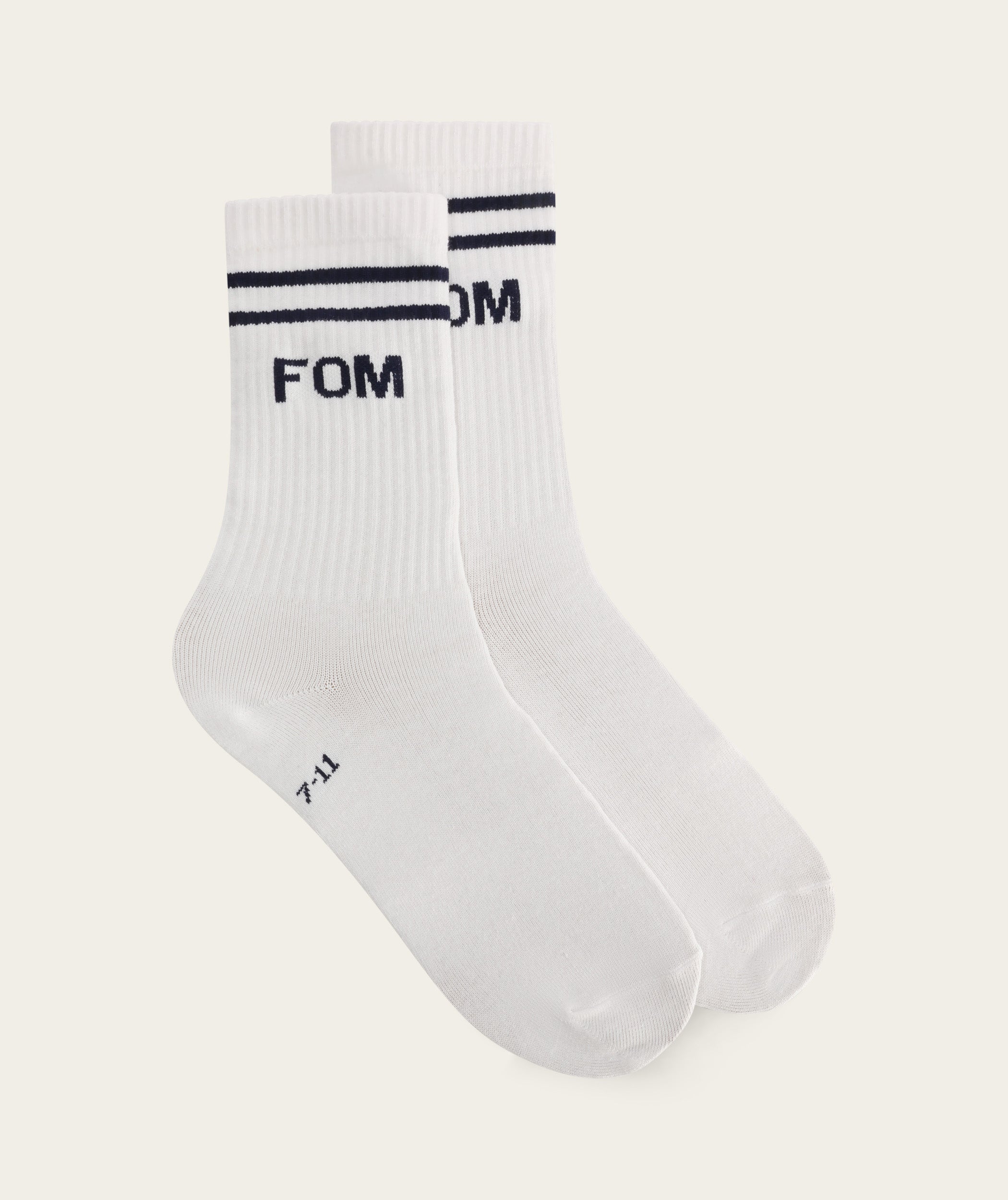 Socks Crew - White/ Navy FOM Stripes (Size 7-11)