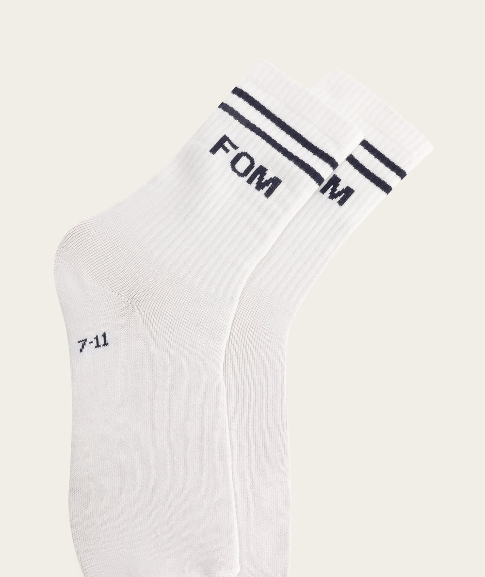 Socks Crew - White/ Navy FOM Stripes (Size 7-11)